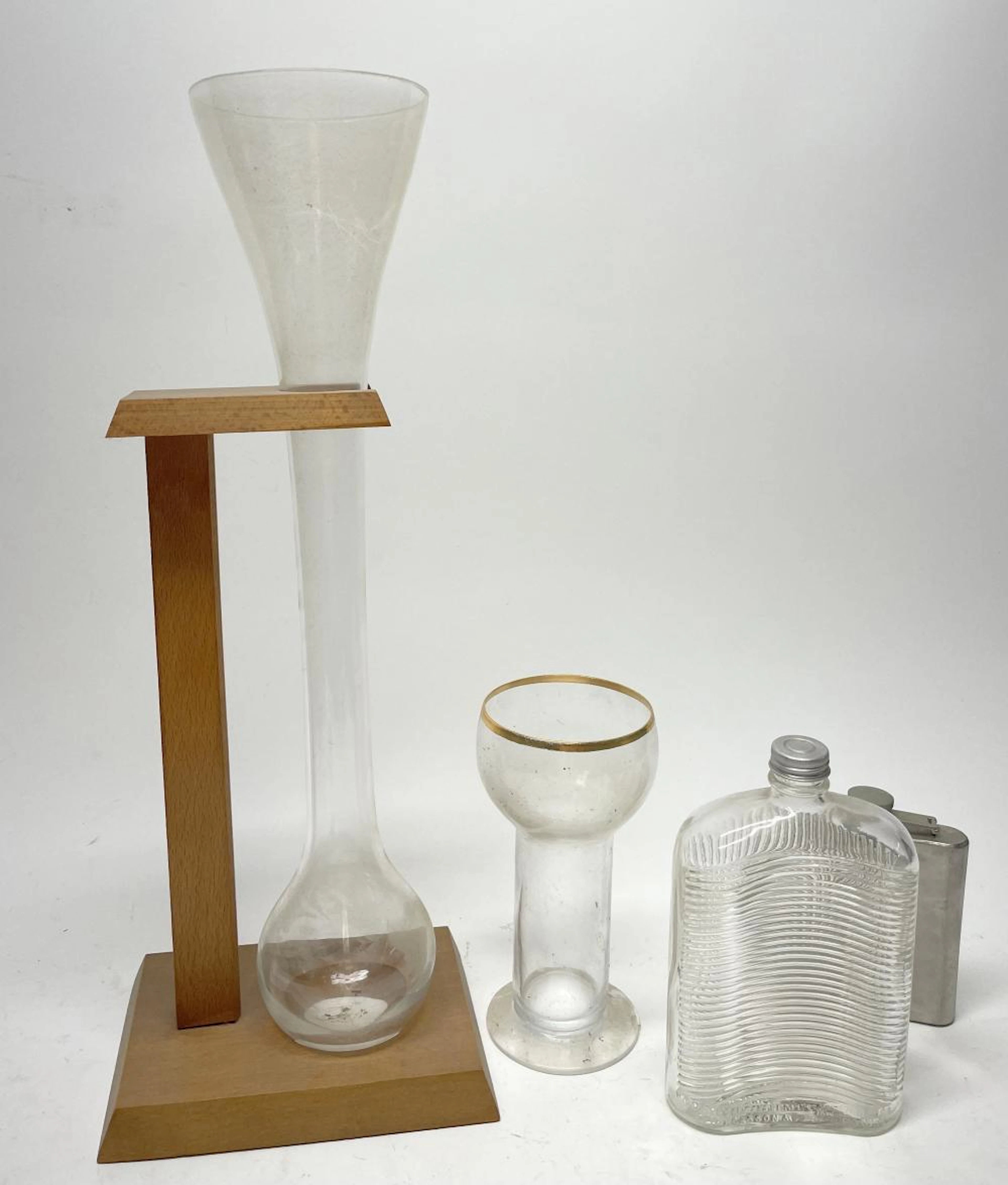 A Collection of Glasses & Hip Flasks including FESQ & Casson Co., Sydney