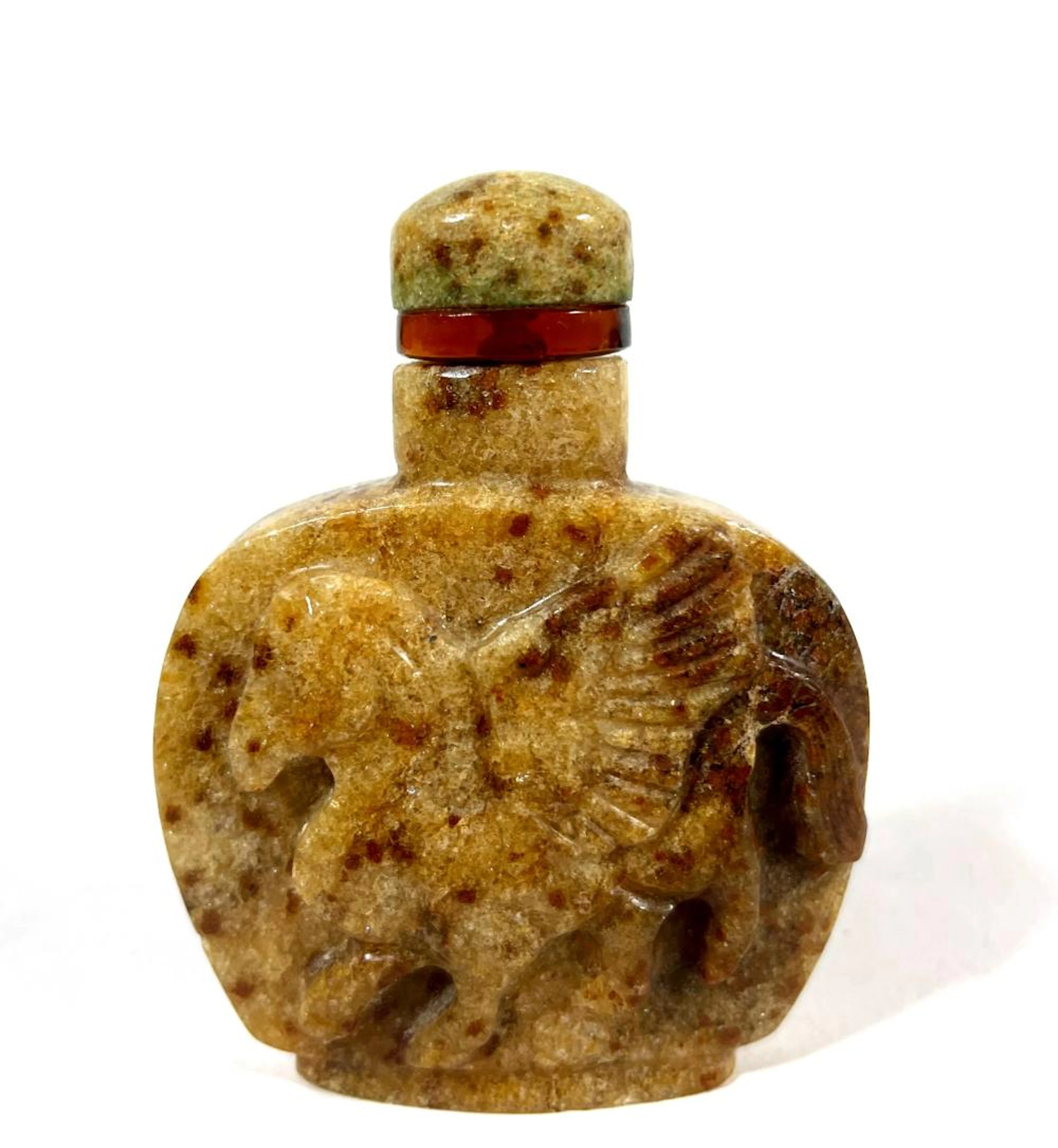 An Antique Chinese Russet Speckled Jade Snuff Bottle with...