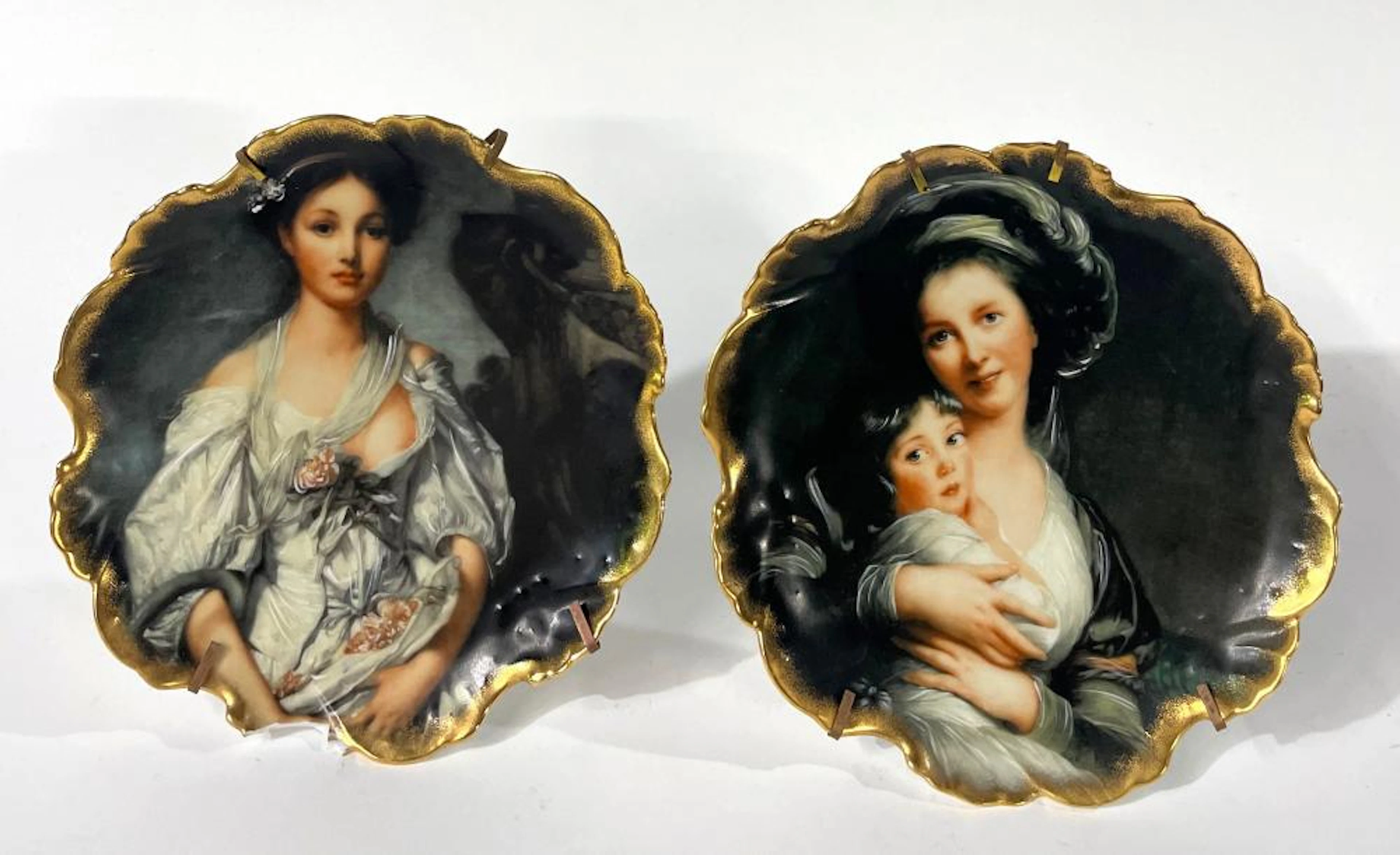 Two Limoges Monarch Vigee Lebrun & Greuze Cabinet Plates...