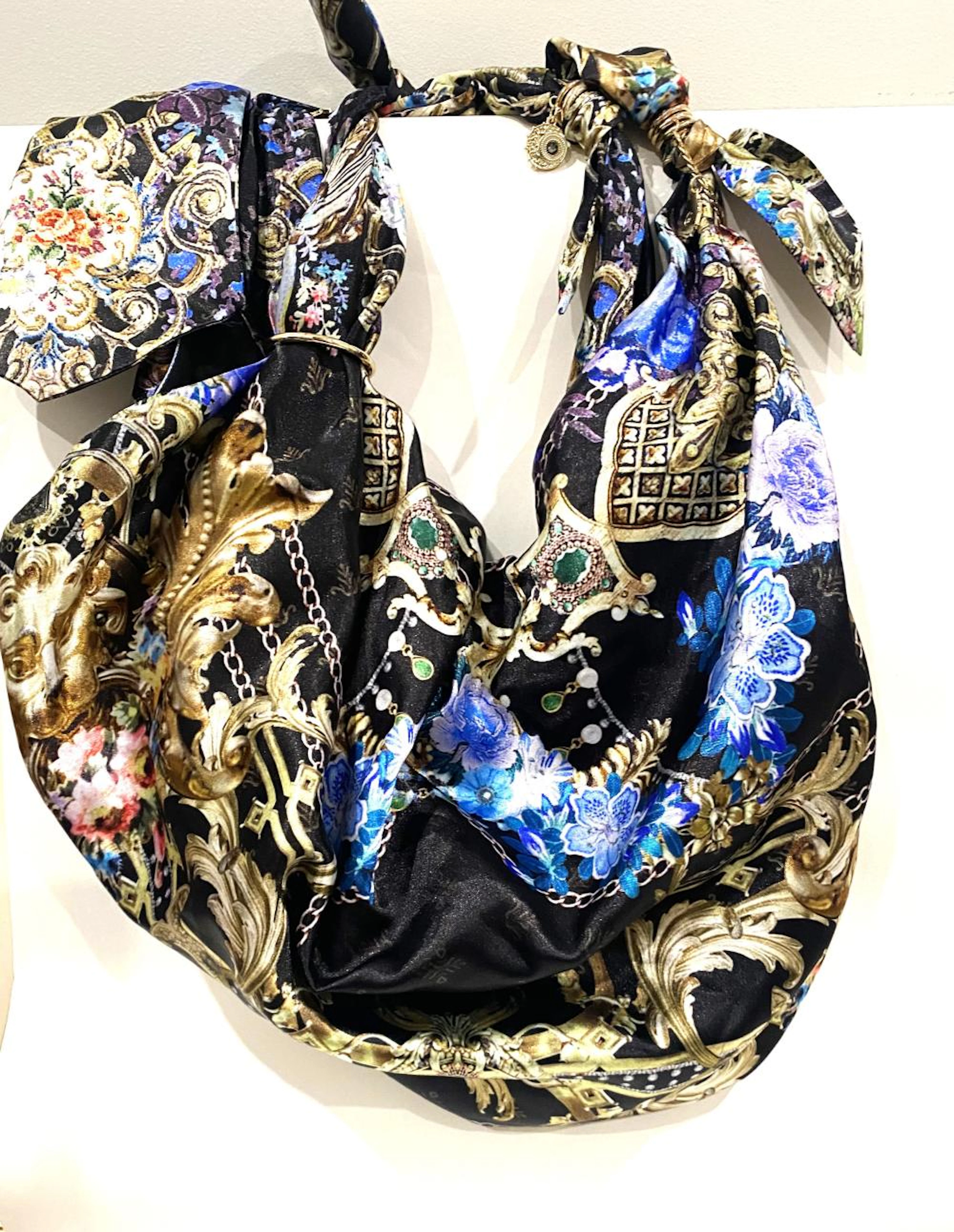 Camilla, Australia: Multicolour Lion & Floral Motif Scarf Print Boho Bag