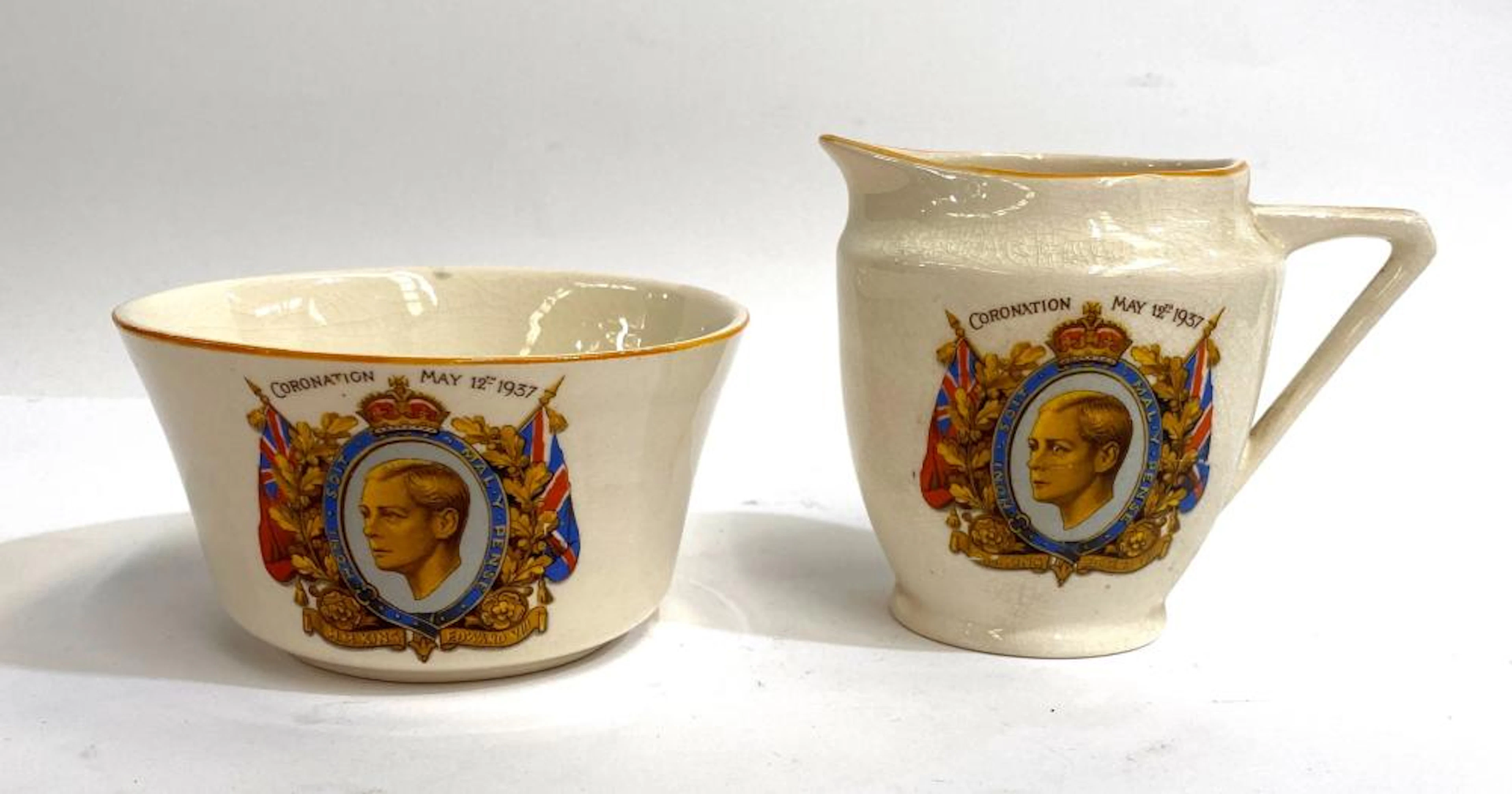 A King Edward VIII Coronation Commemorative Bowl & Jug, 12th May 1937