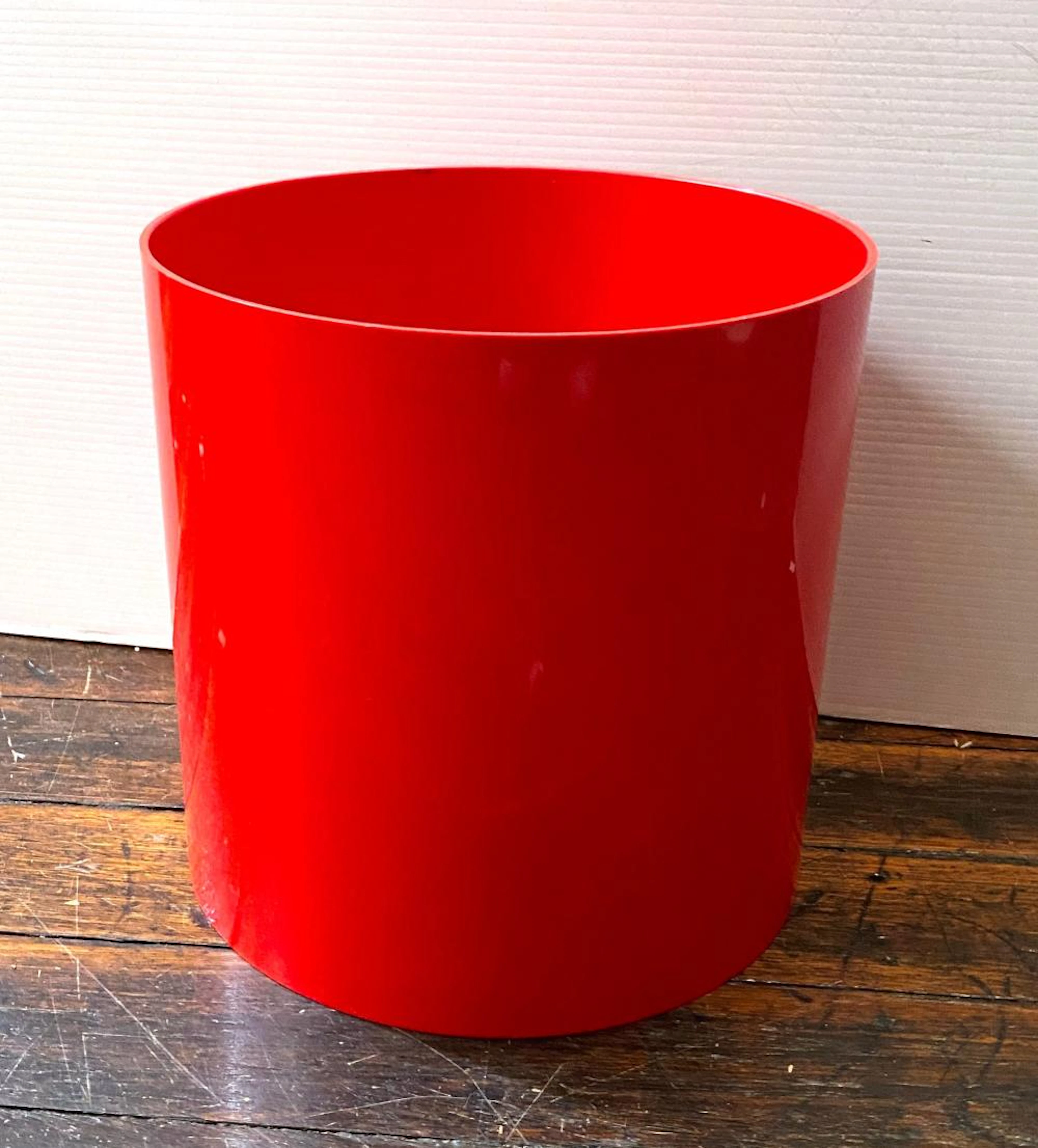 A Gino Colombini for Kartell Circular Red Wastepaper Basket, Made in Australia