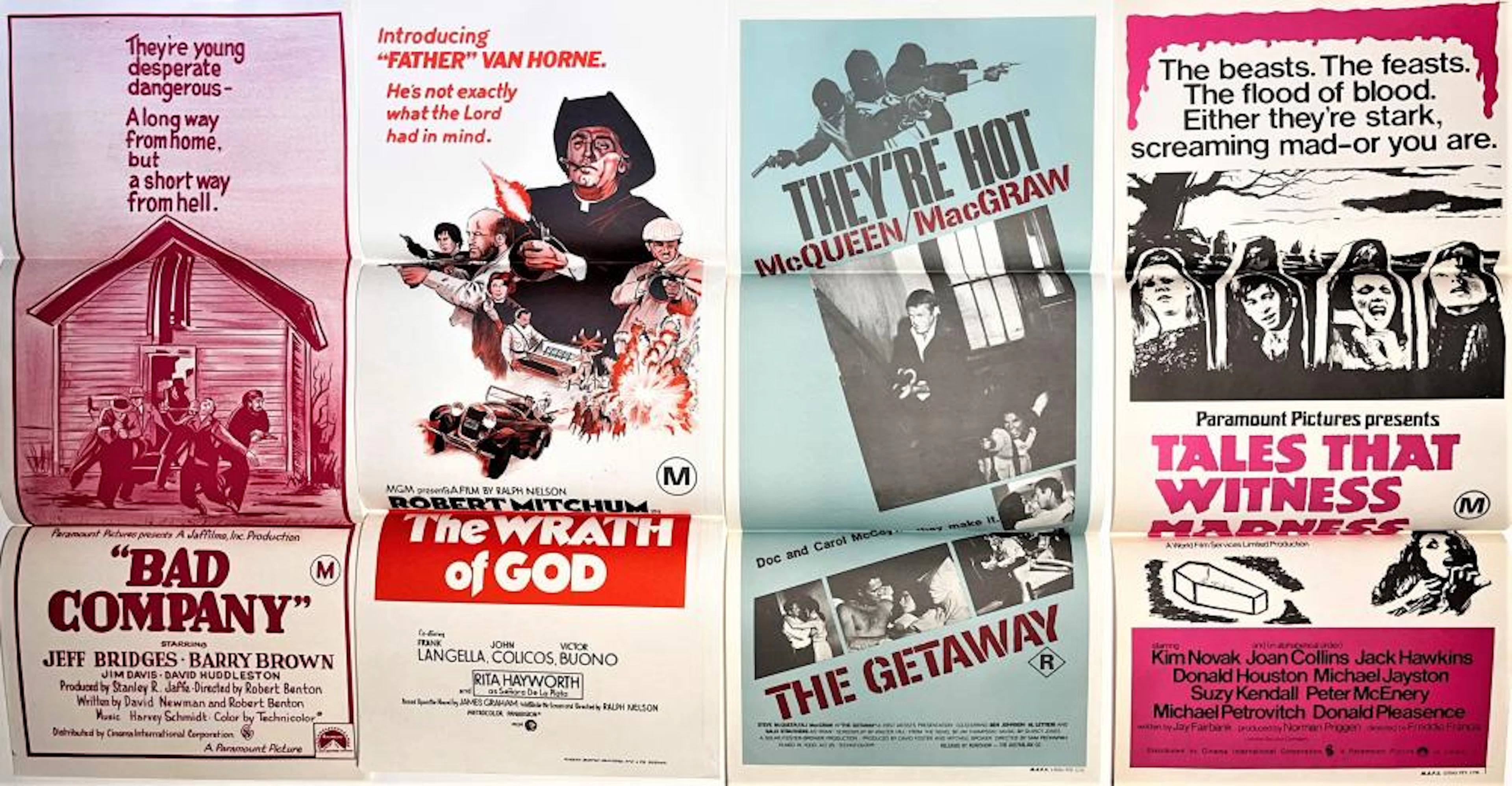 Four Original Australian Colour Movie Day Bills including...