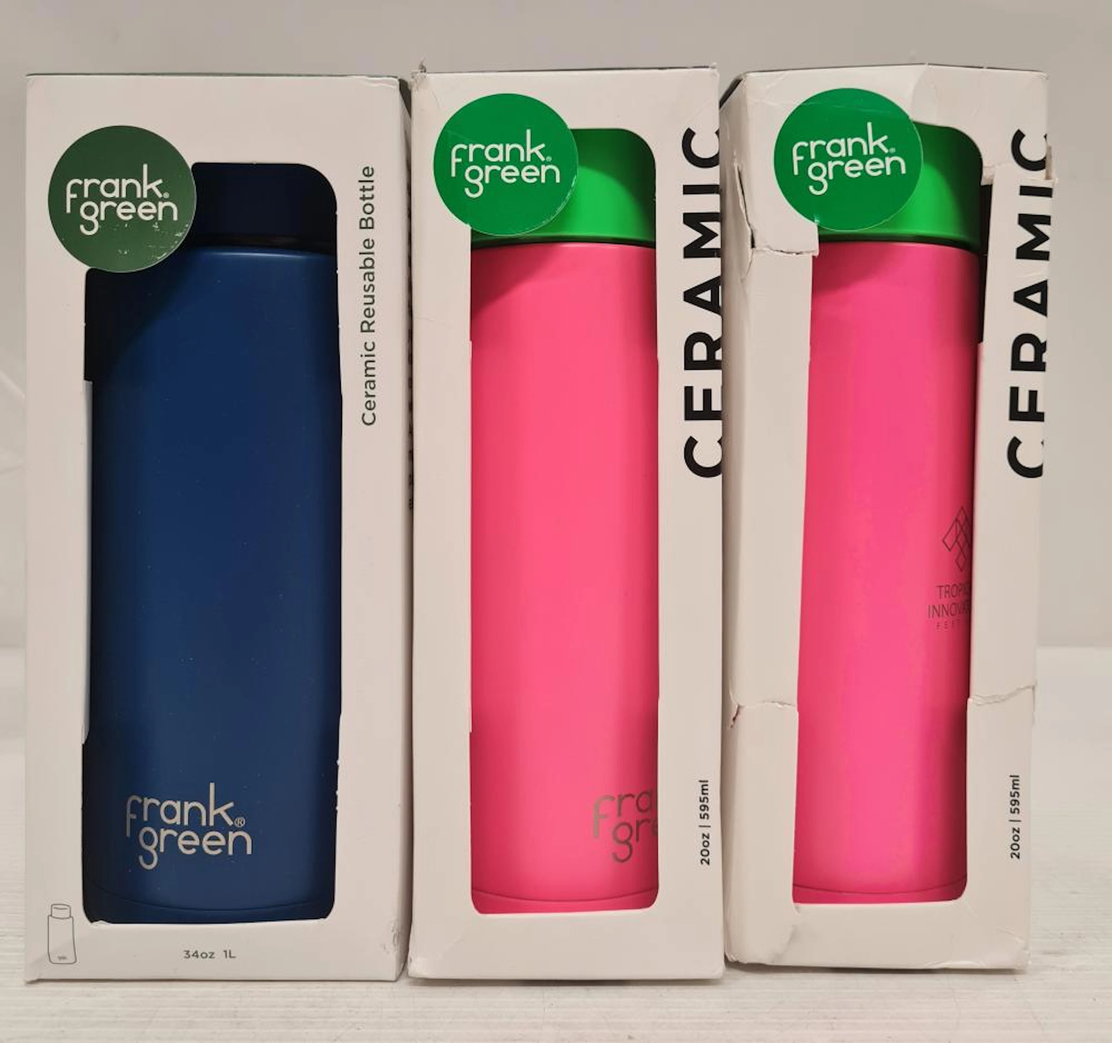 Three Frank Green Ceramic water bottles