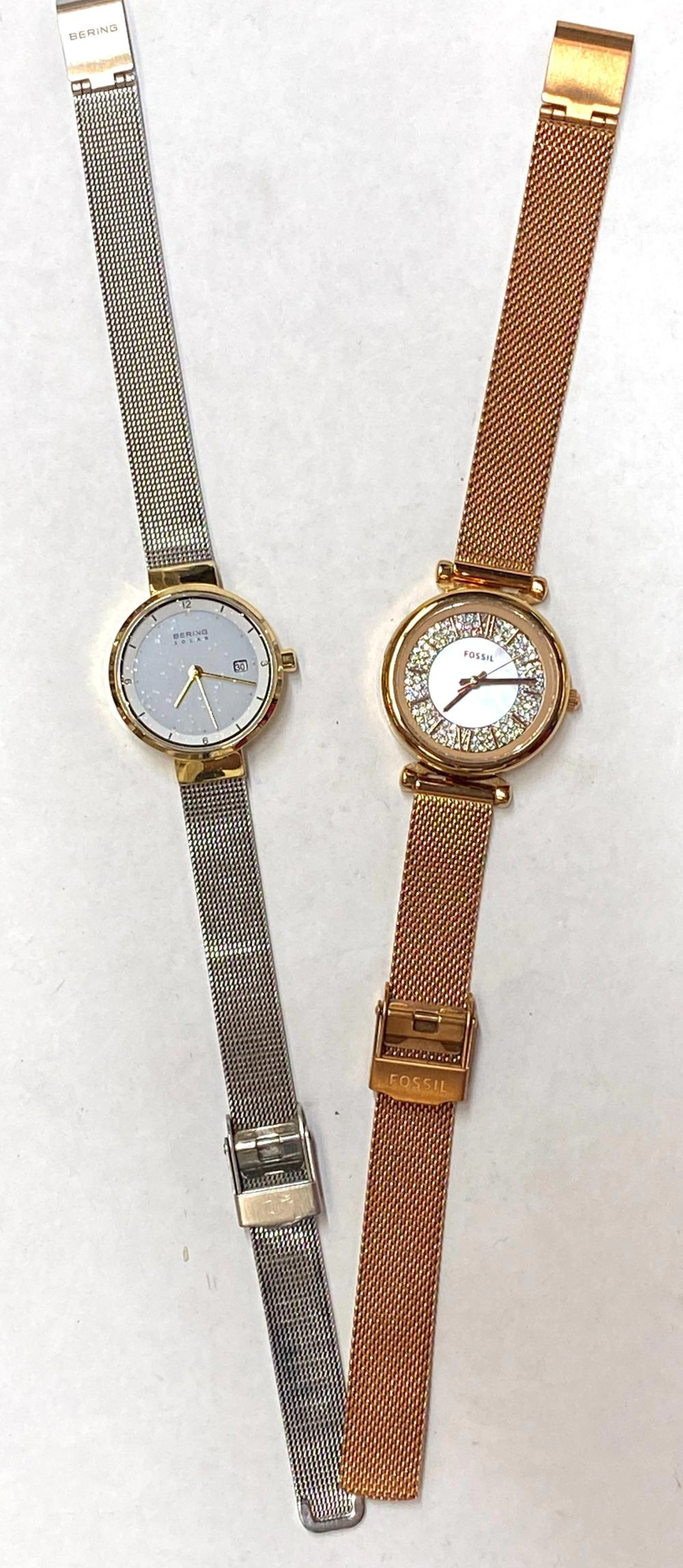 Two Ladies Wrist Watches marked Fossil & Bering