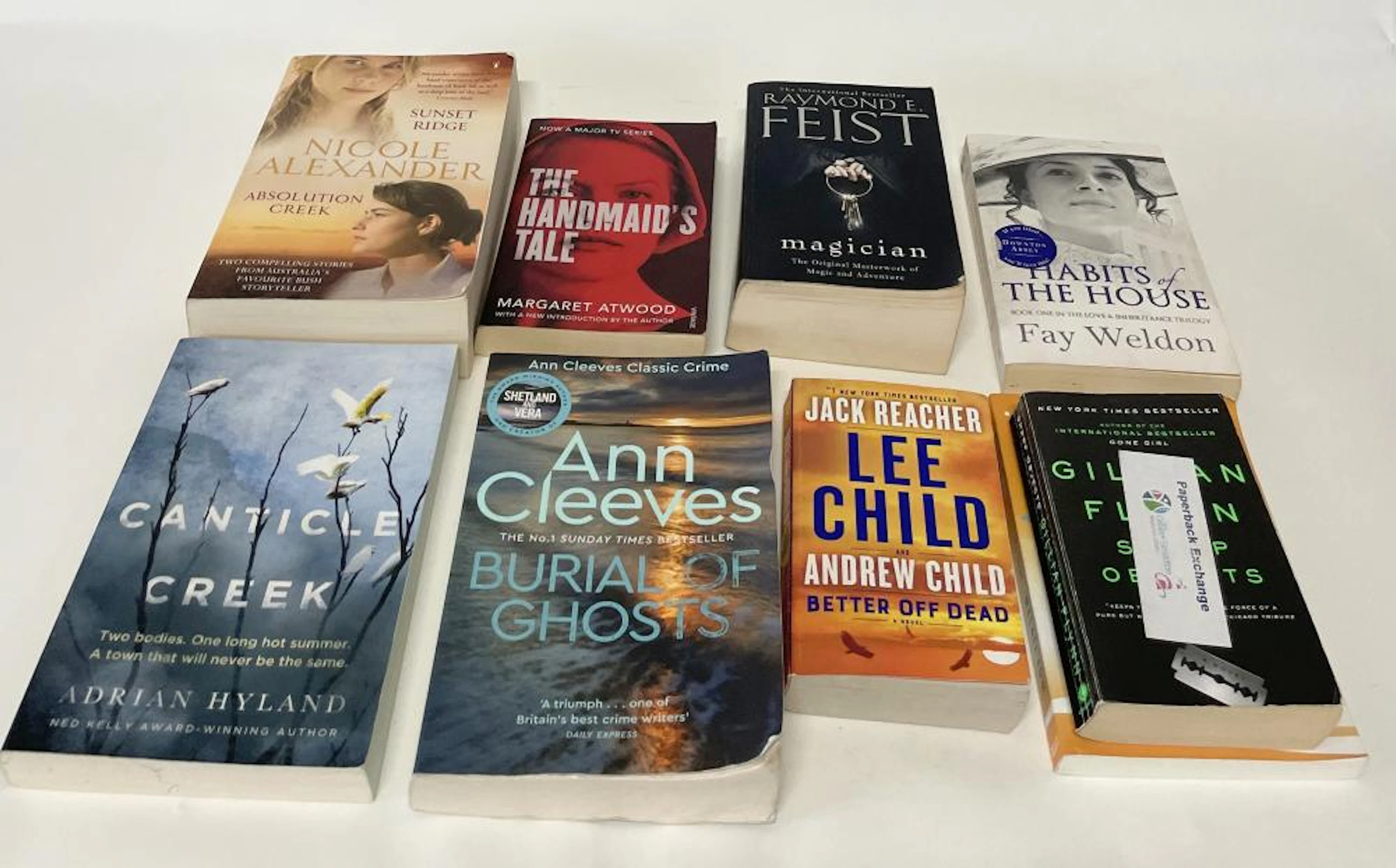 A collection of novels including The Handmaids Tale by Margaret Atwood