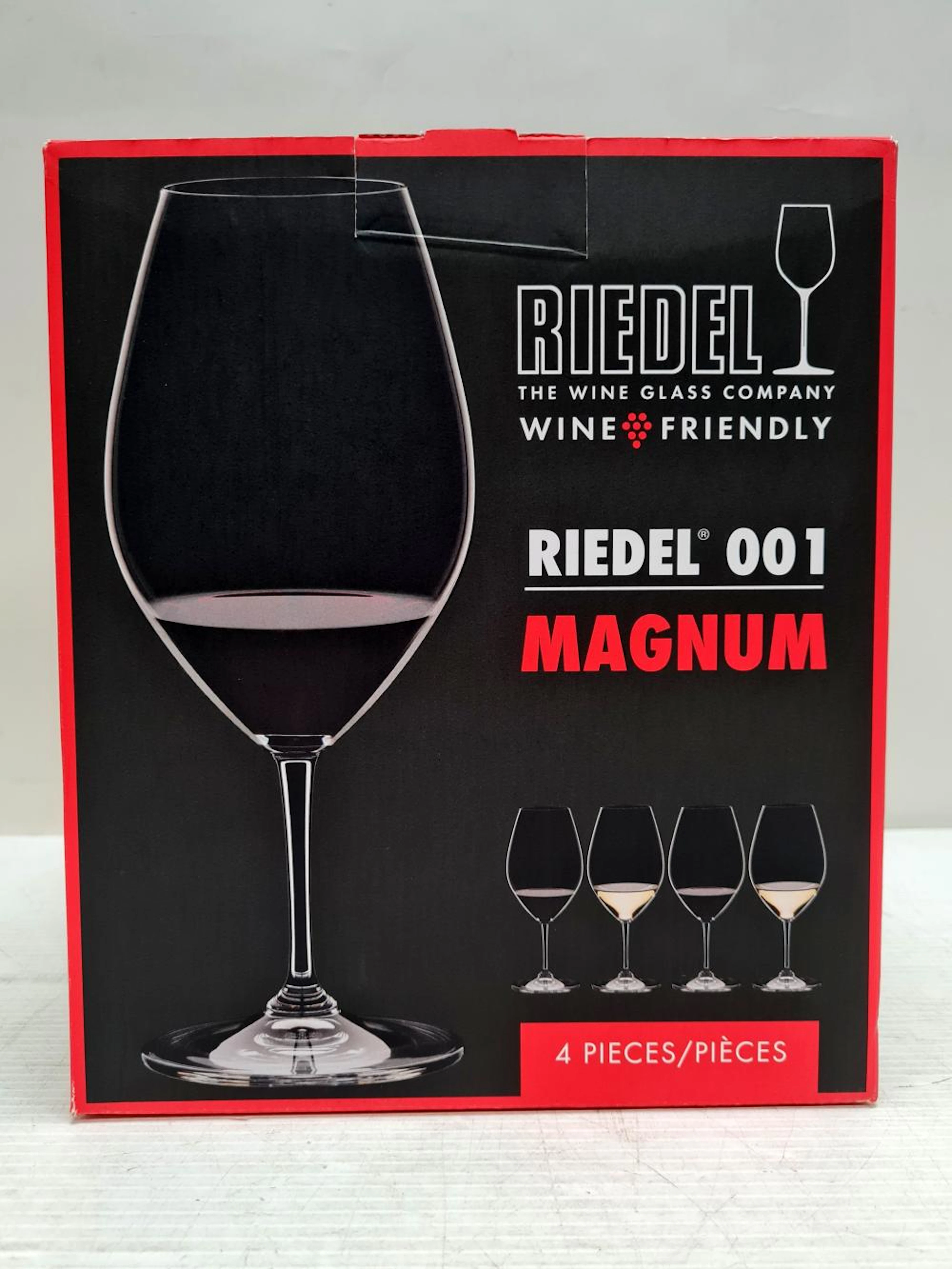 A set of RIEDEL Magnum wine glasses made in GERMANY