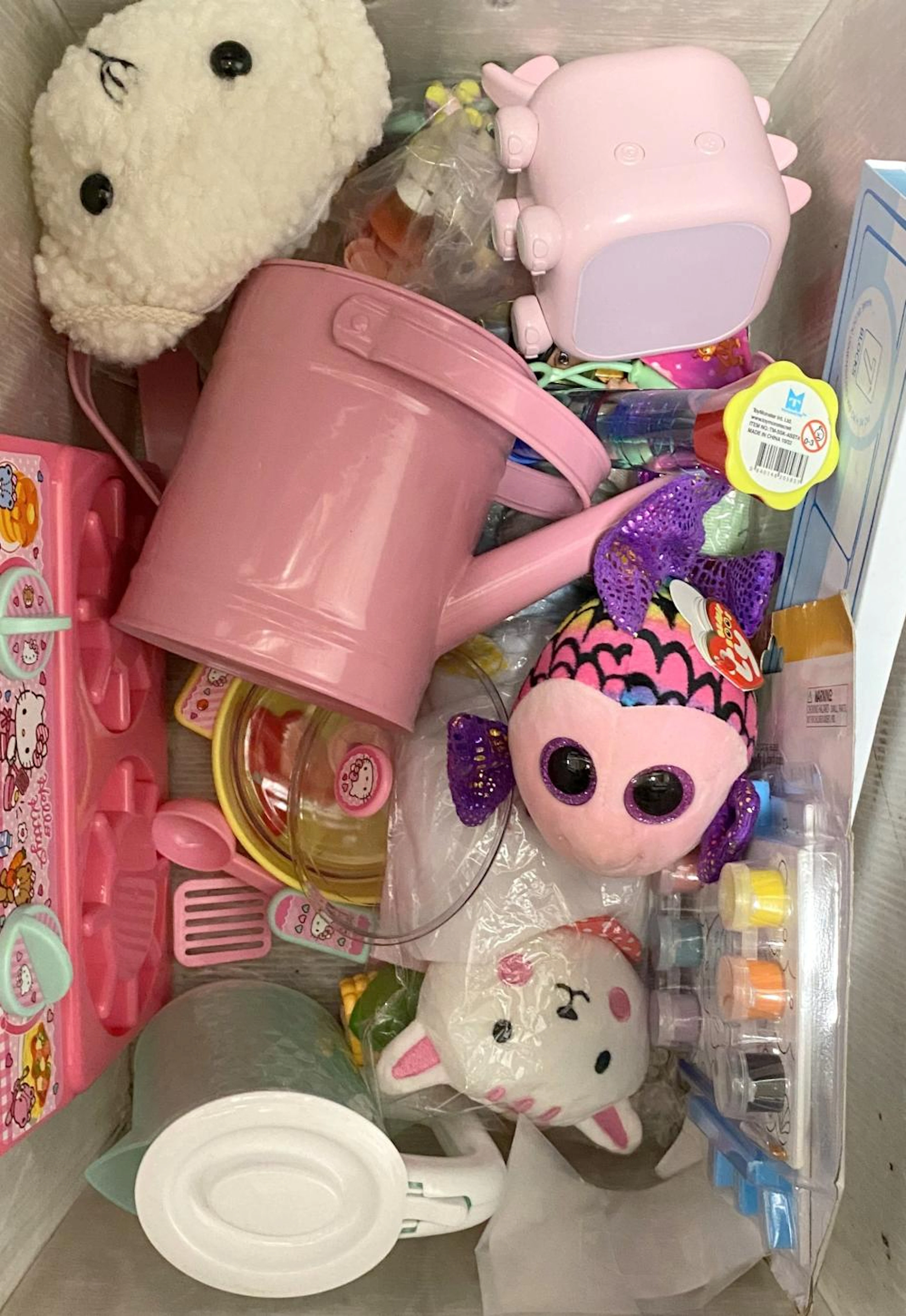 A group of pink toys