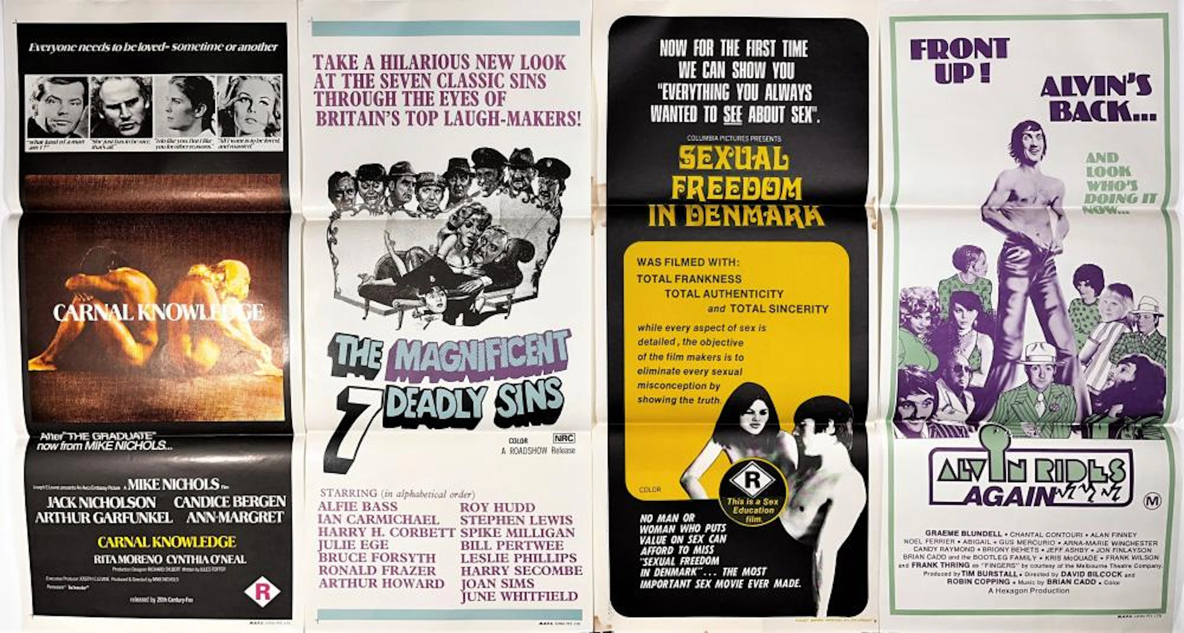 Four Original Australian Colour Movie Day Bills including...