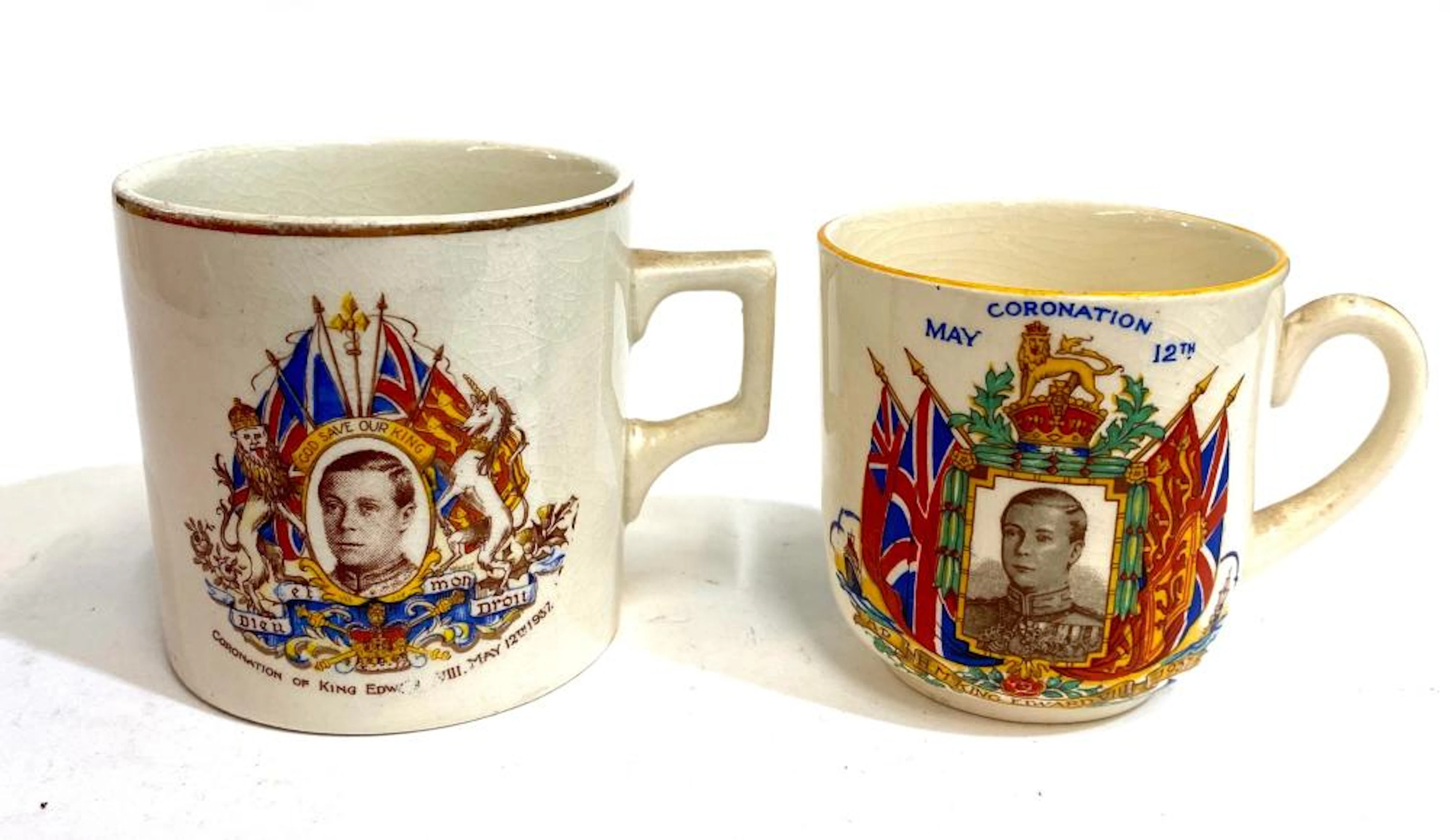 Two King Edward VIII Coronation Commemorative Cups, 12th May 1937