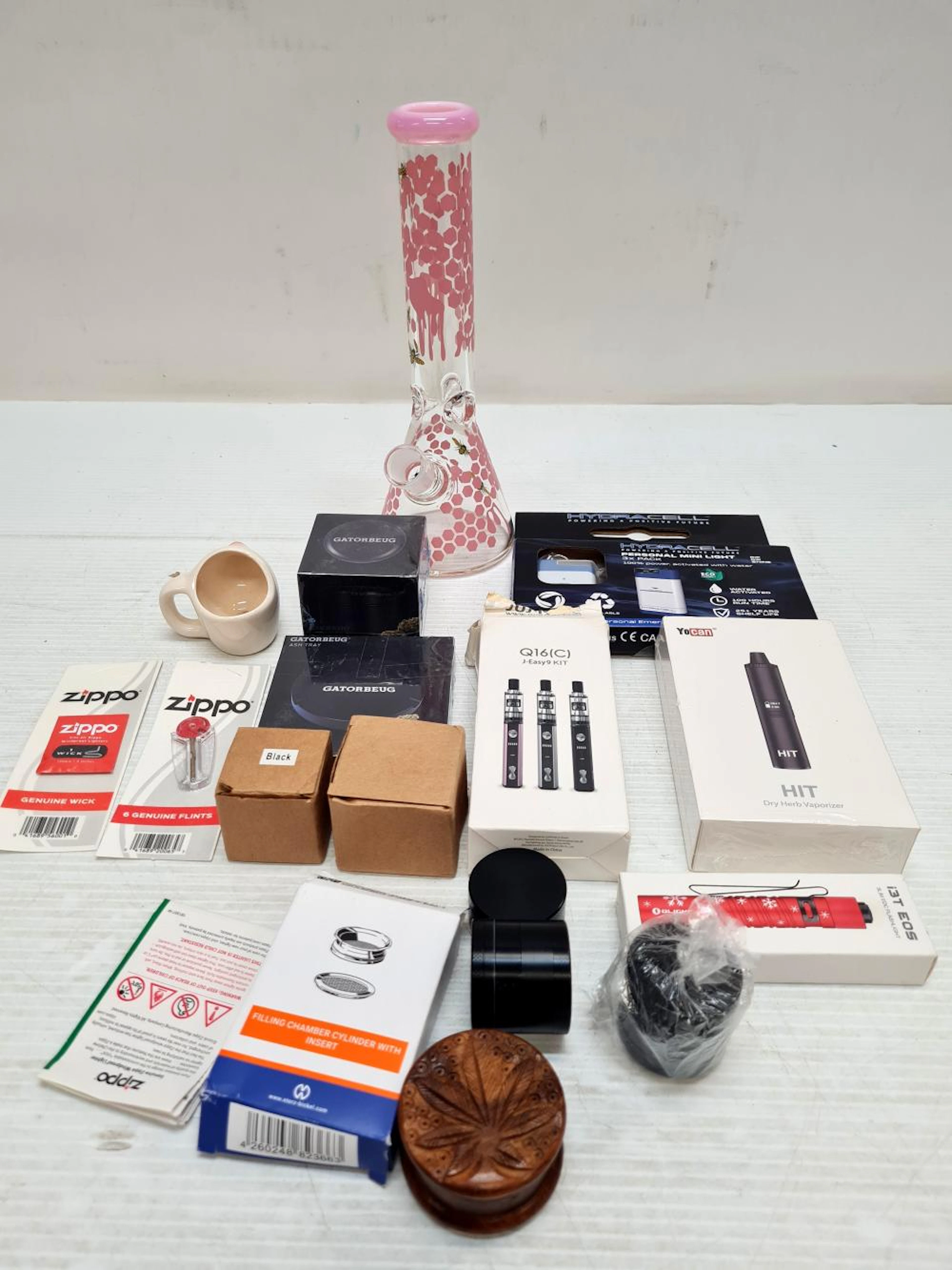 A number of accessories including a glass architectural sculpture, etc