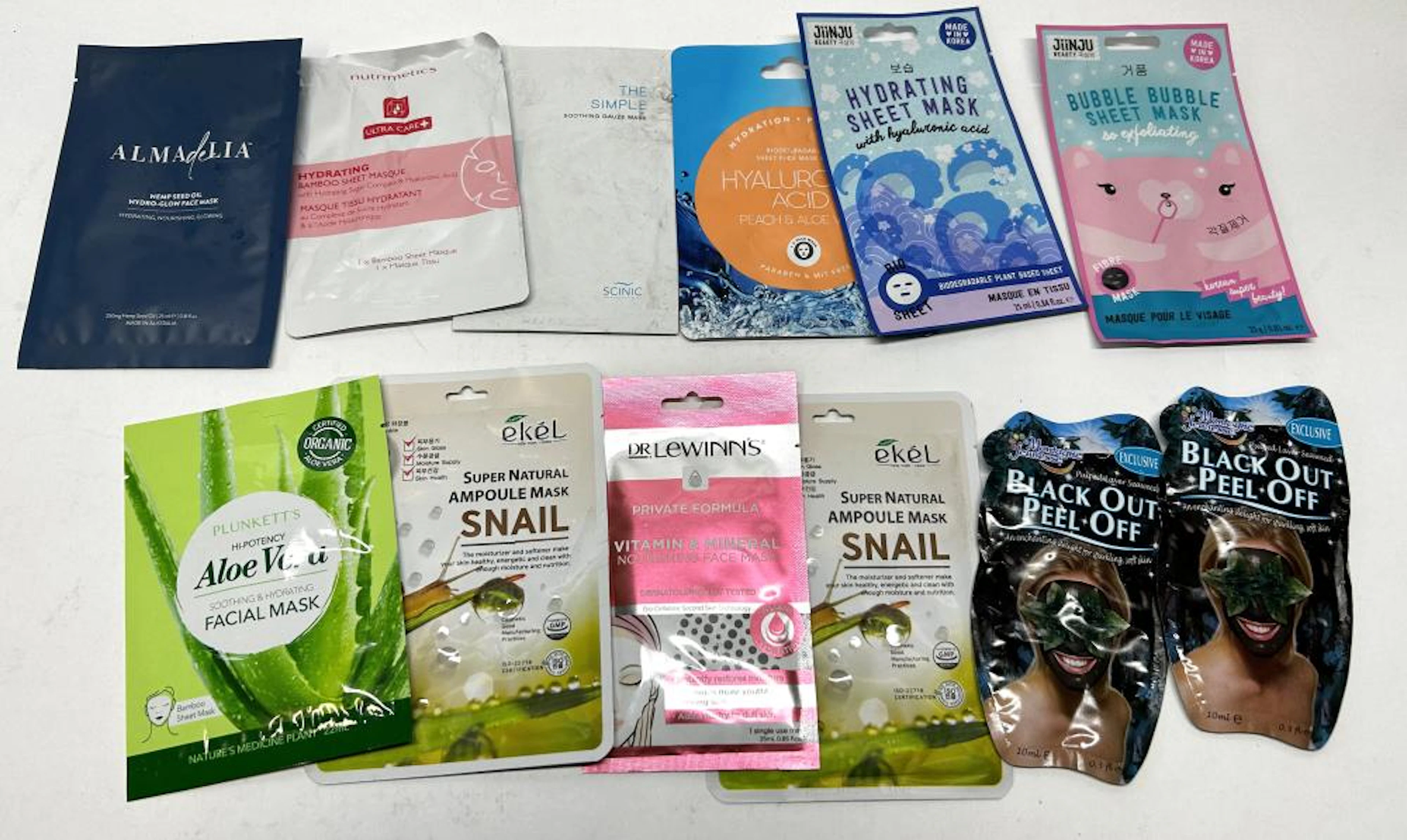 Twelve Assorted Face Masks