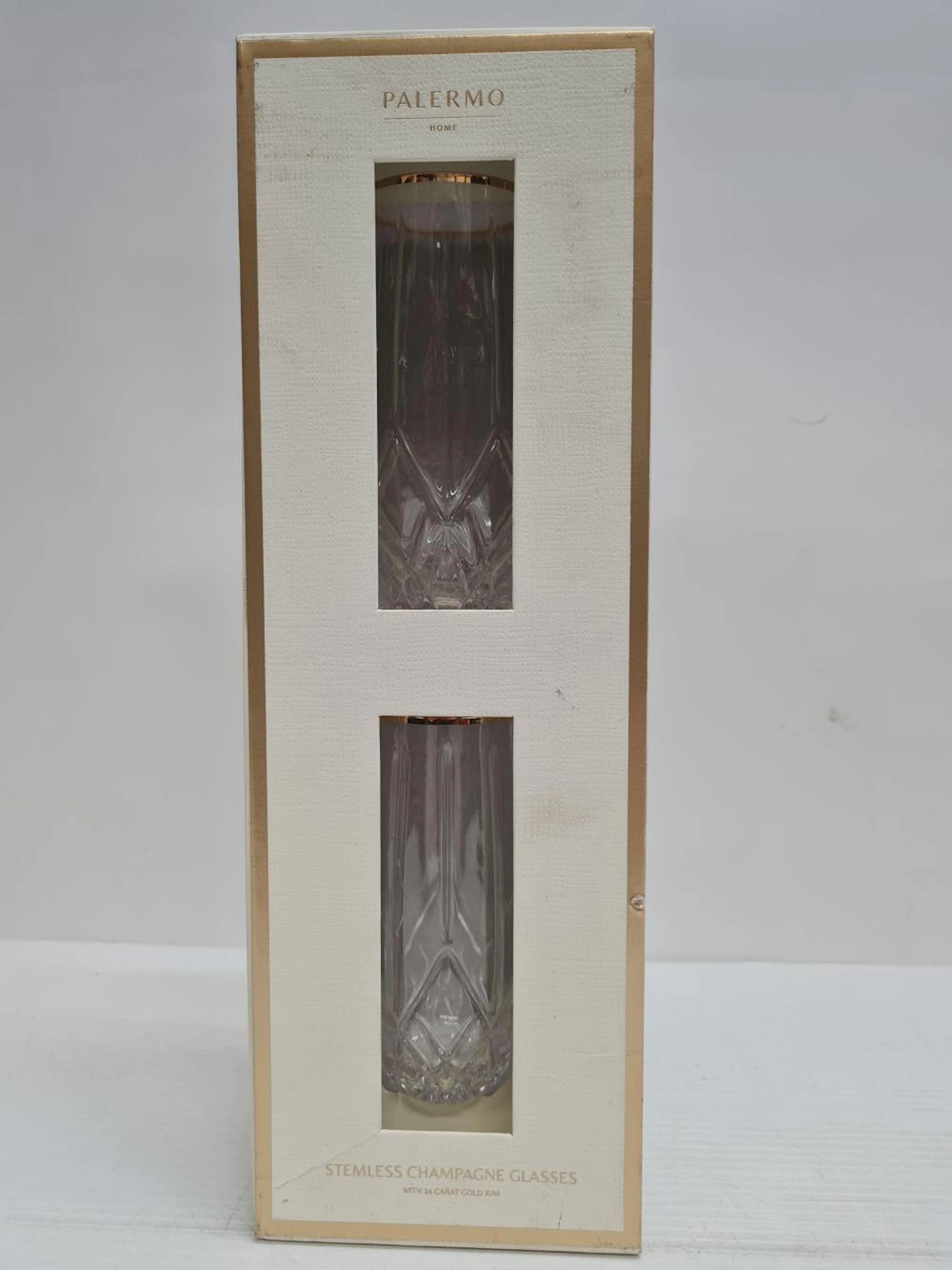 A Pair of Palermo Home Stemless Champagne Flutes