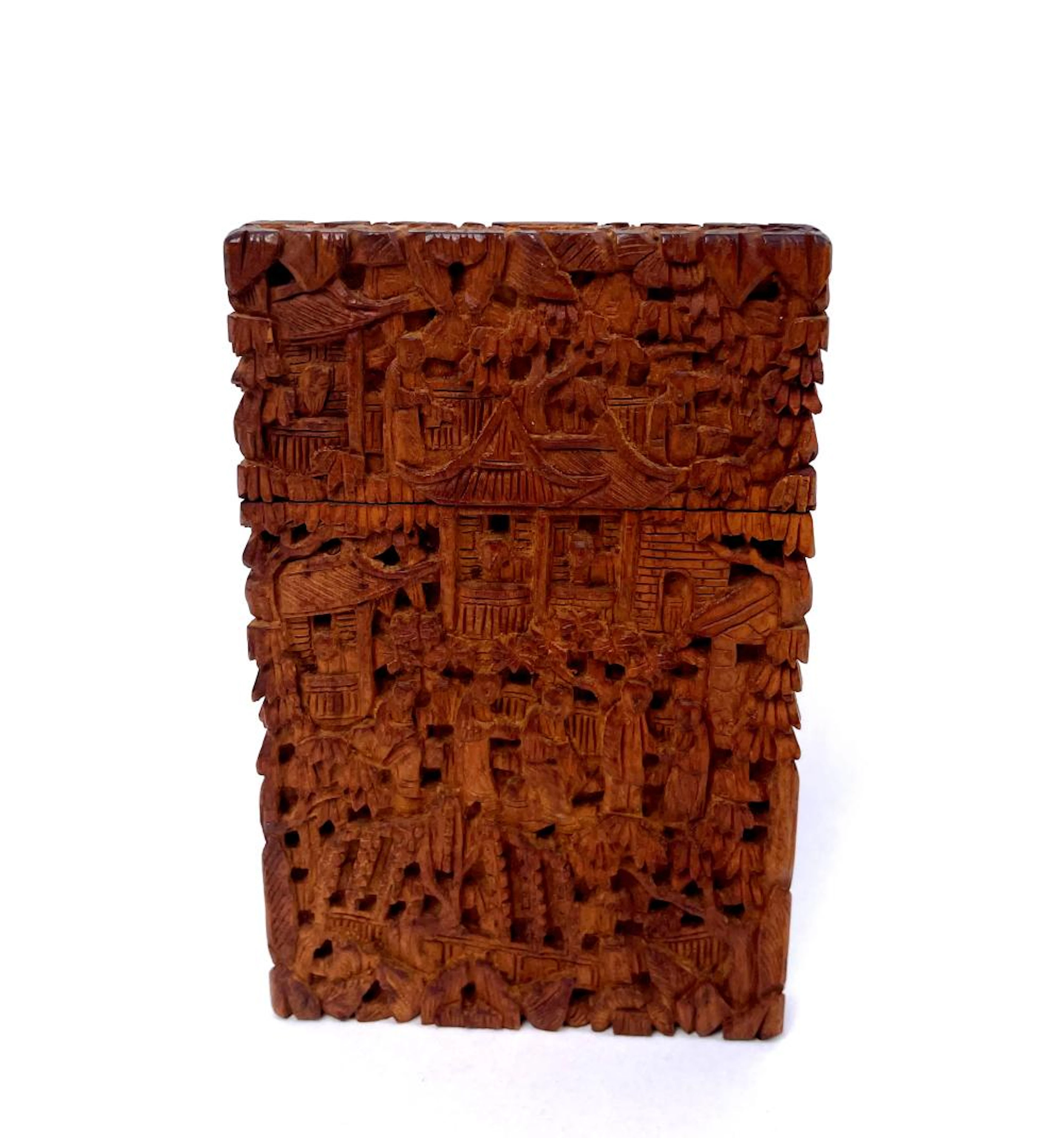 An Antique Chinese Finely Carved Boxwood Card Case, c.1920