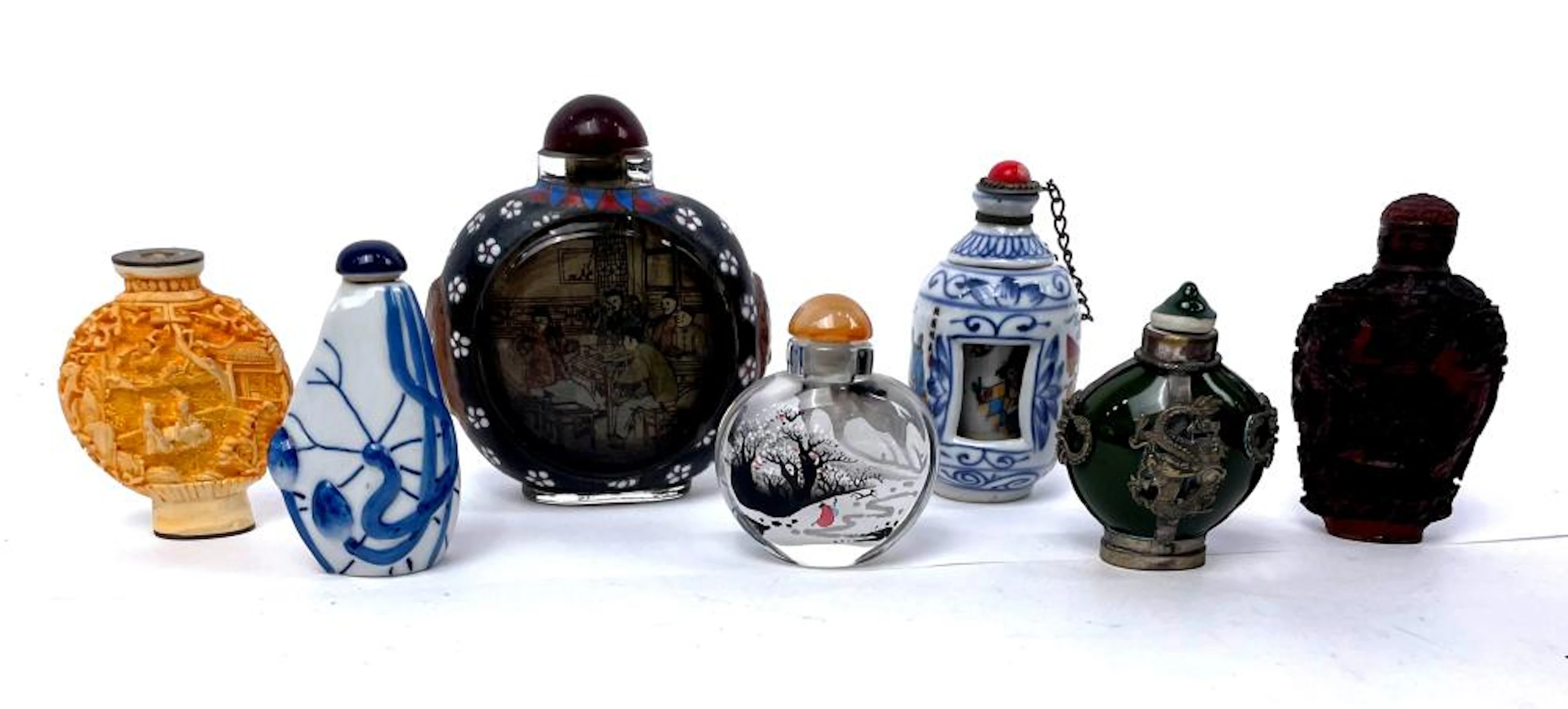 A Collection of Vintage Snuff Bottles including a Large...