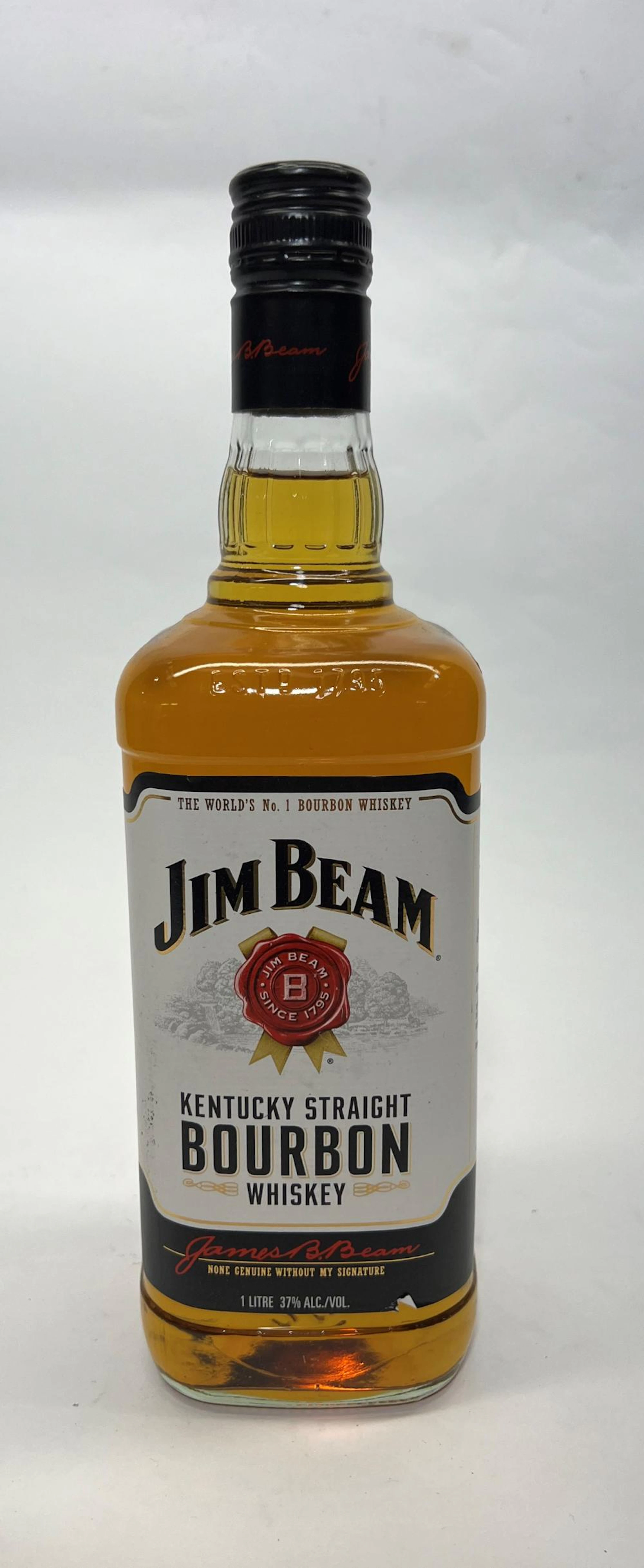 One Jim Beam Kentucky Straight Bourbon Whiskey, 1000 ml bottle