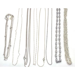 A Collection of Sterling Silver & Silver Chains
