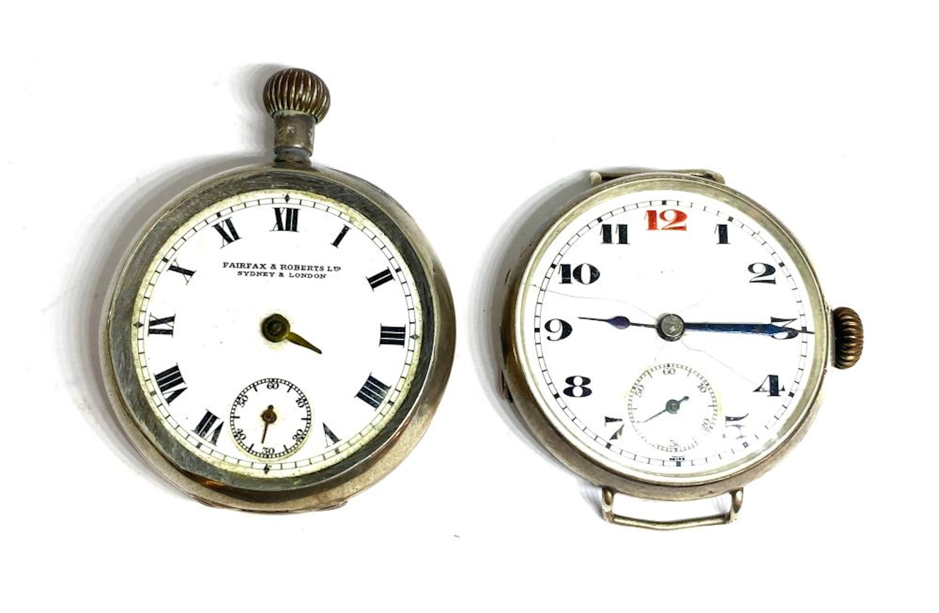 A Sterling Silver Fairfax & Roberts Pocket Watch & a Sterling Silver Watch