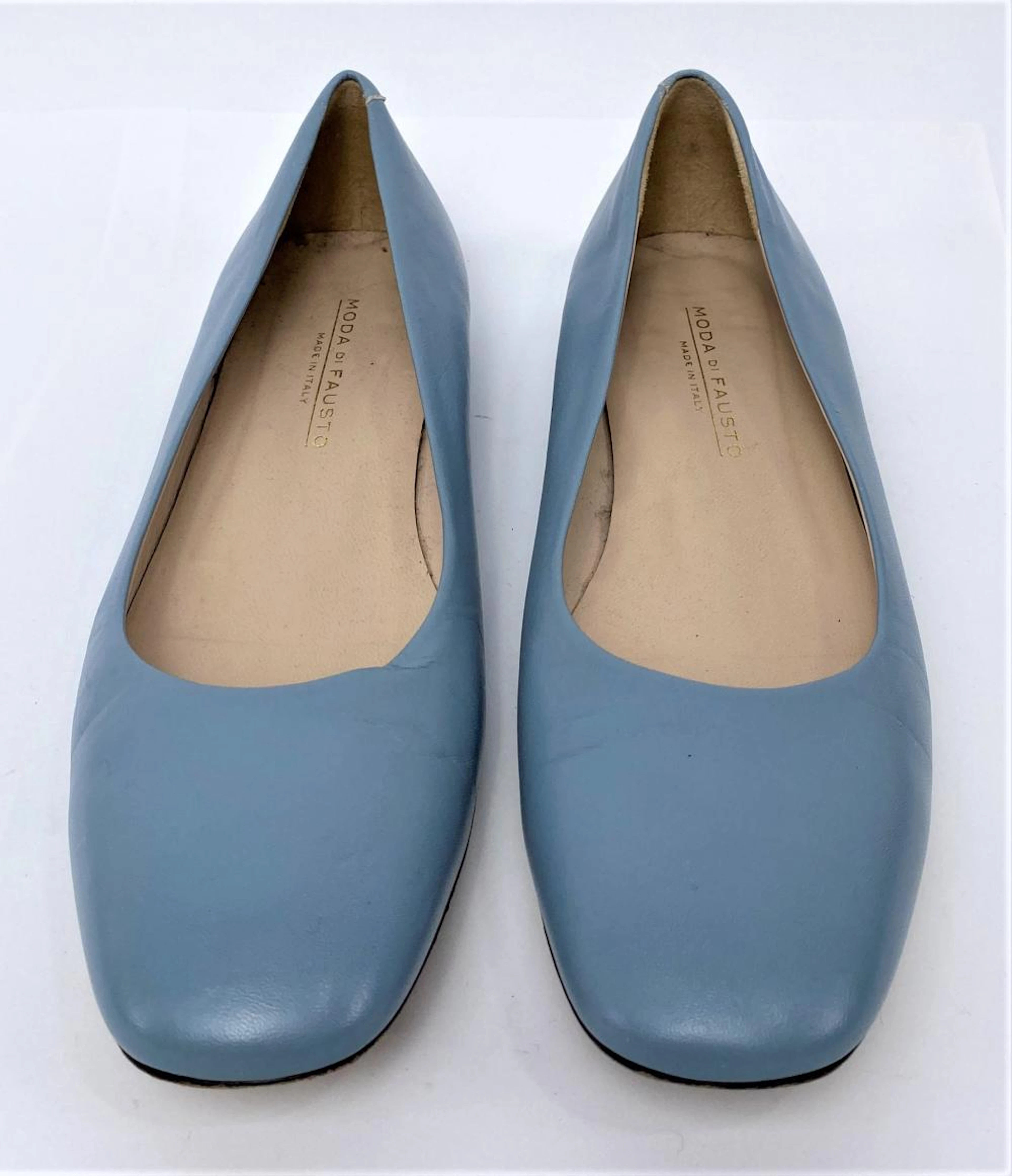 Moda Di Fausto, Italy: Baby Blue Leather Ballet Flats