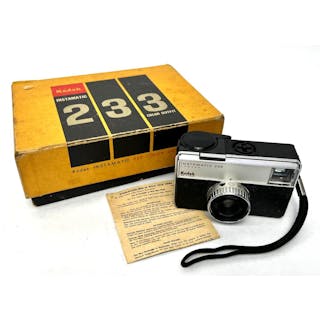 A Kodak Instamatic 233 Film Camera, USA, c. 1970, Wrist Strap & Original Box