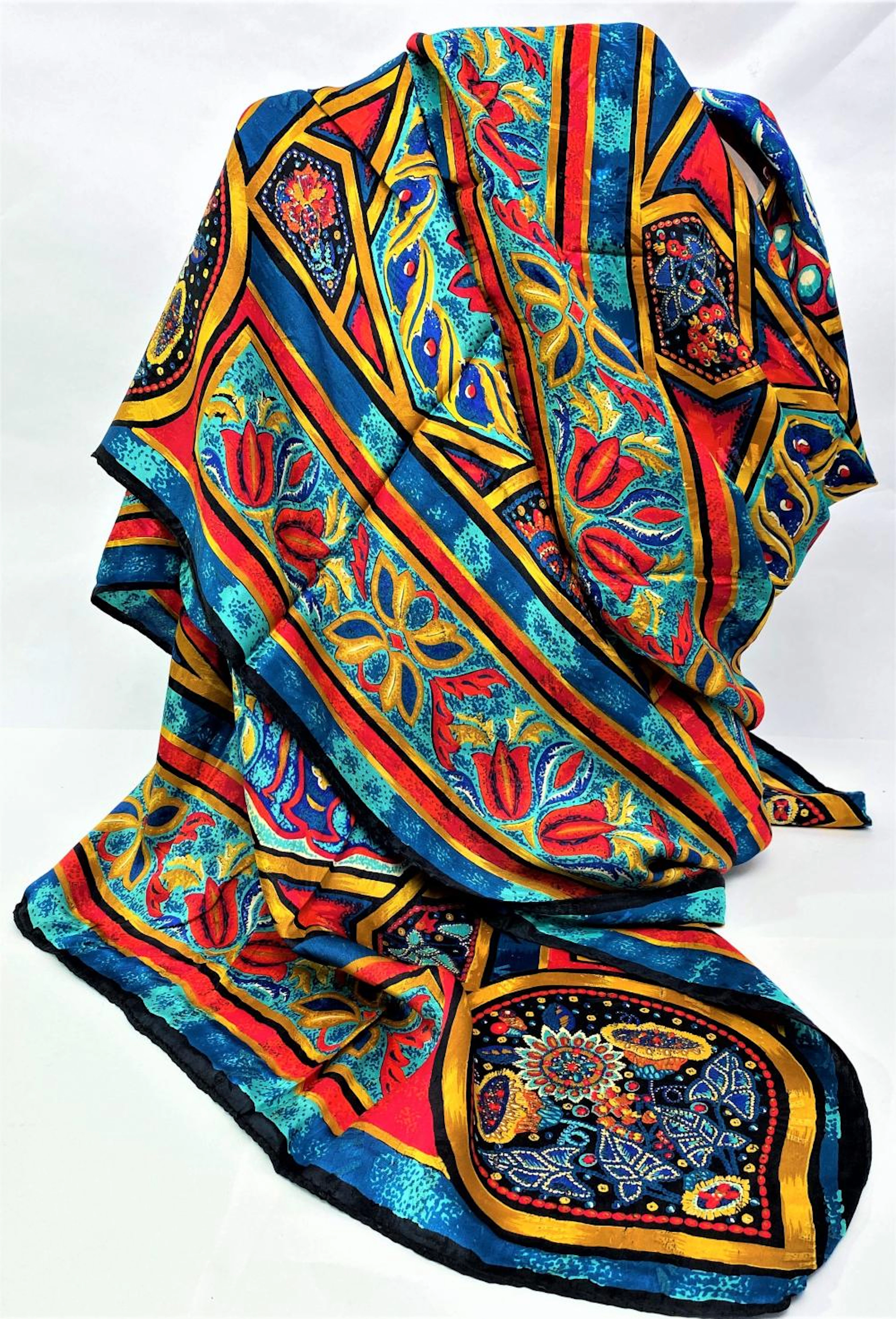 Lanvin, Paris: Vintage Multi- Colour Kaleidoscope Print Silk Wrap