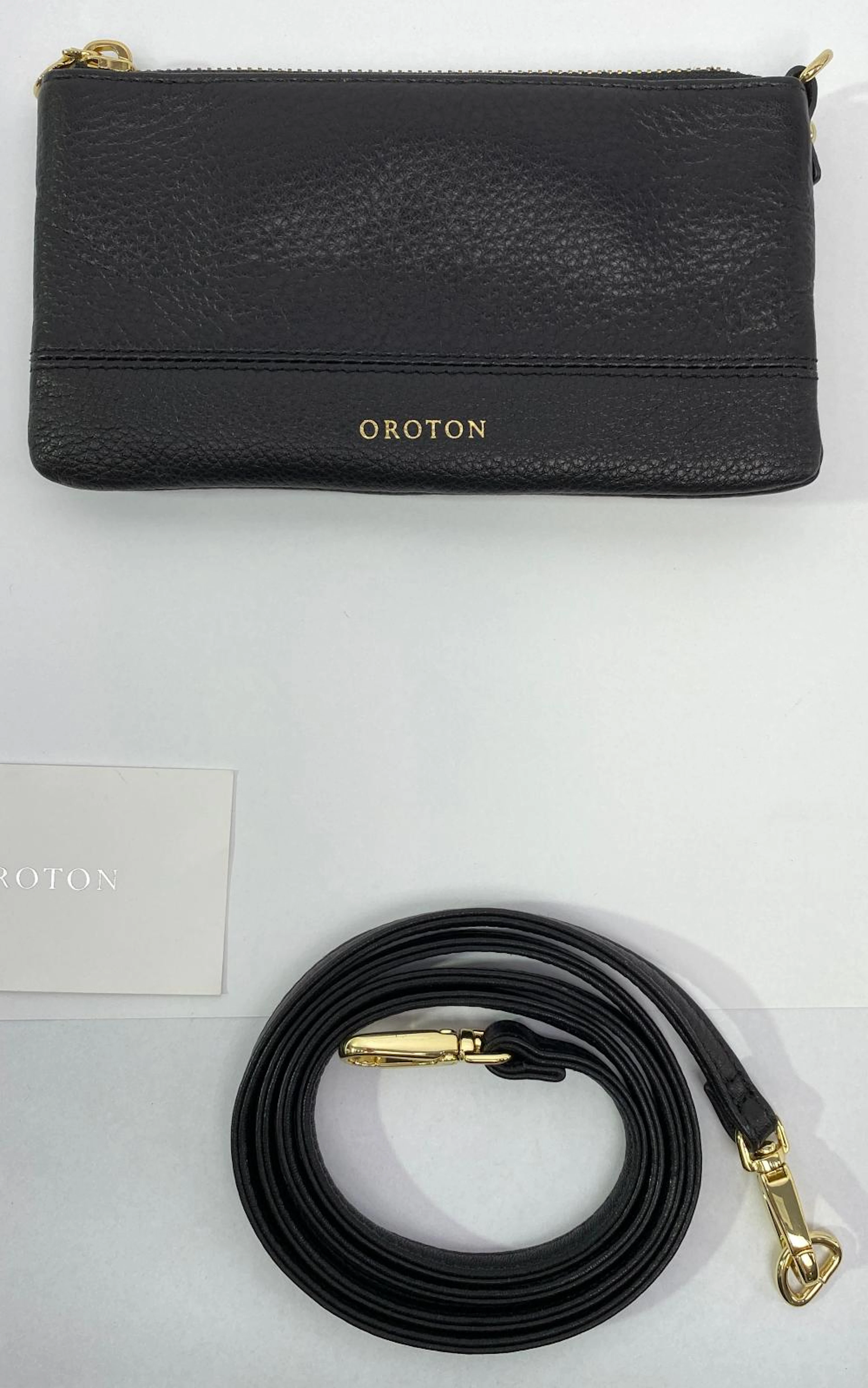 Oroton, Australia: Black Bubble Leather Yuki Crossbody Bag