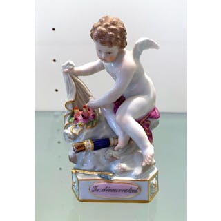 A Meissen Porcelain Figure of a Cherub "Je decouvre tout"