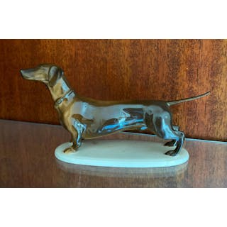 A Rosenthal Kunst Abteilung Porcelain Figure of a Dachshund Dog