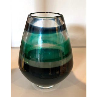 A Black & Green Art Glass Vase