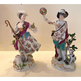 A Pair of Meissen Porcelain Figures of a Lady & Gentleman, c.1790