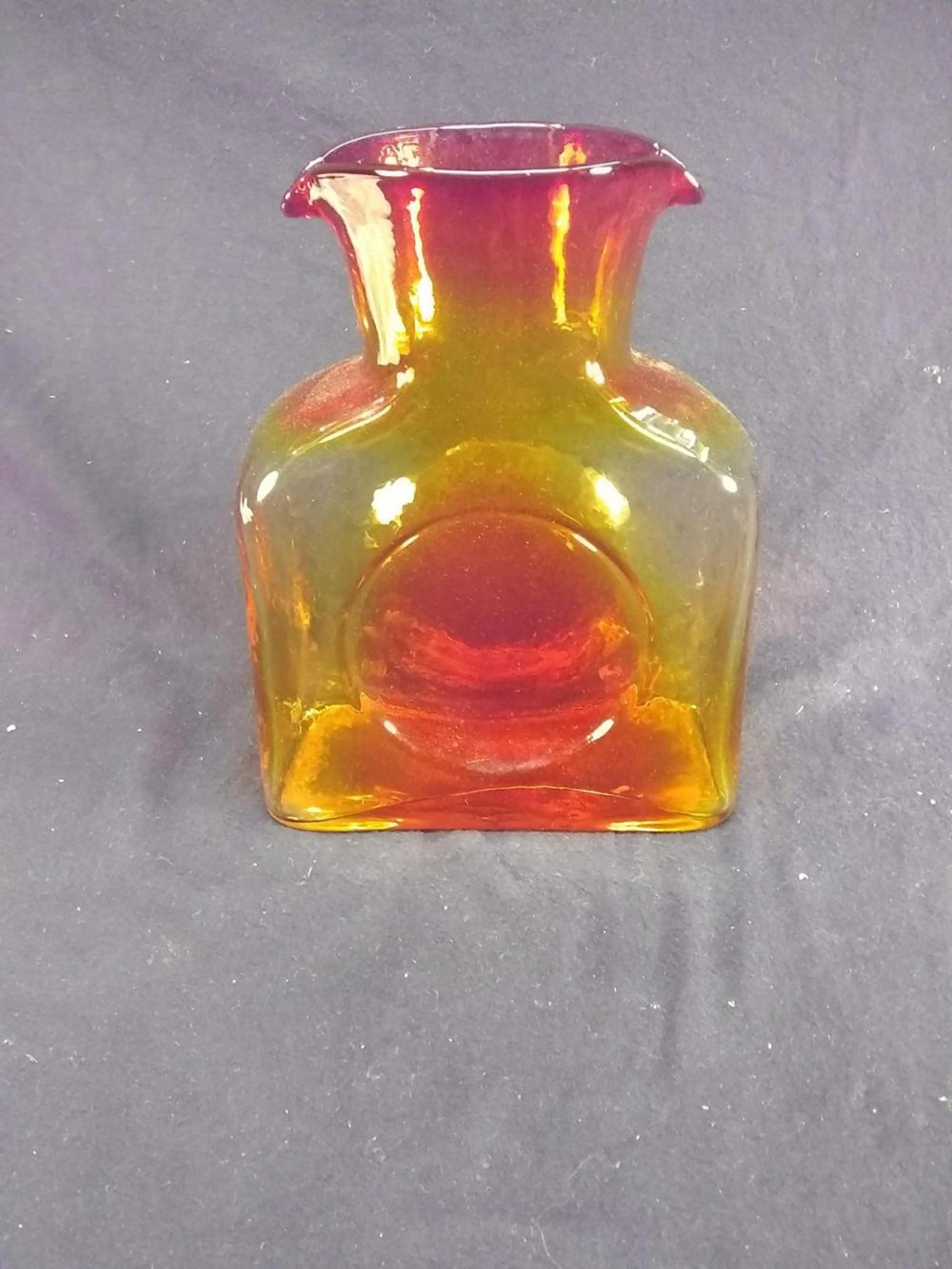 Blinko Vintage Art Glass Pinch Bottle - Amberina