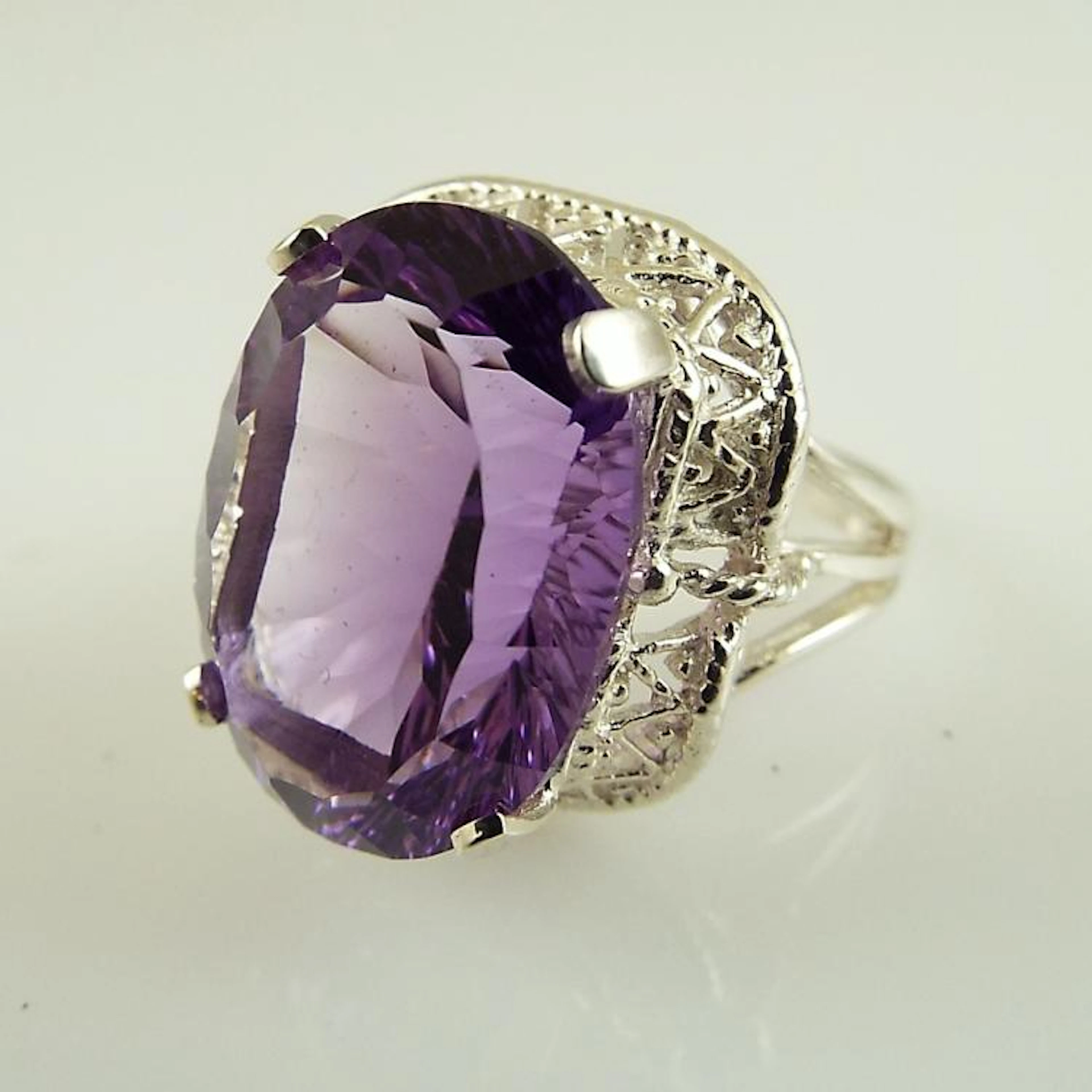 Ring w/13.30ct Amethyst in Rhodium over Sterling - Appr $1075.00