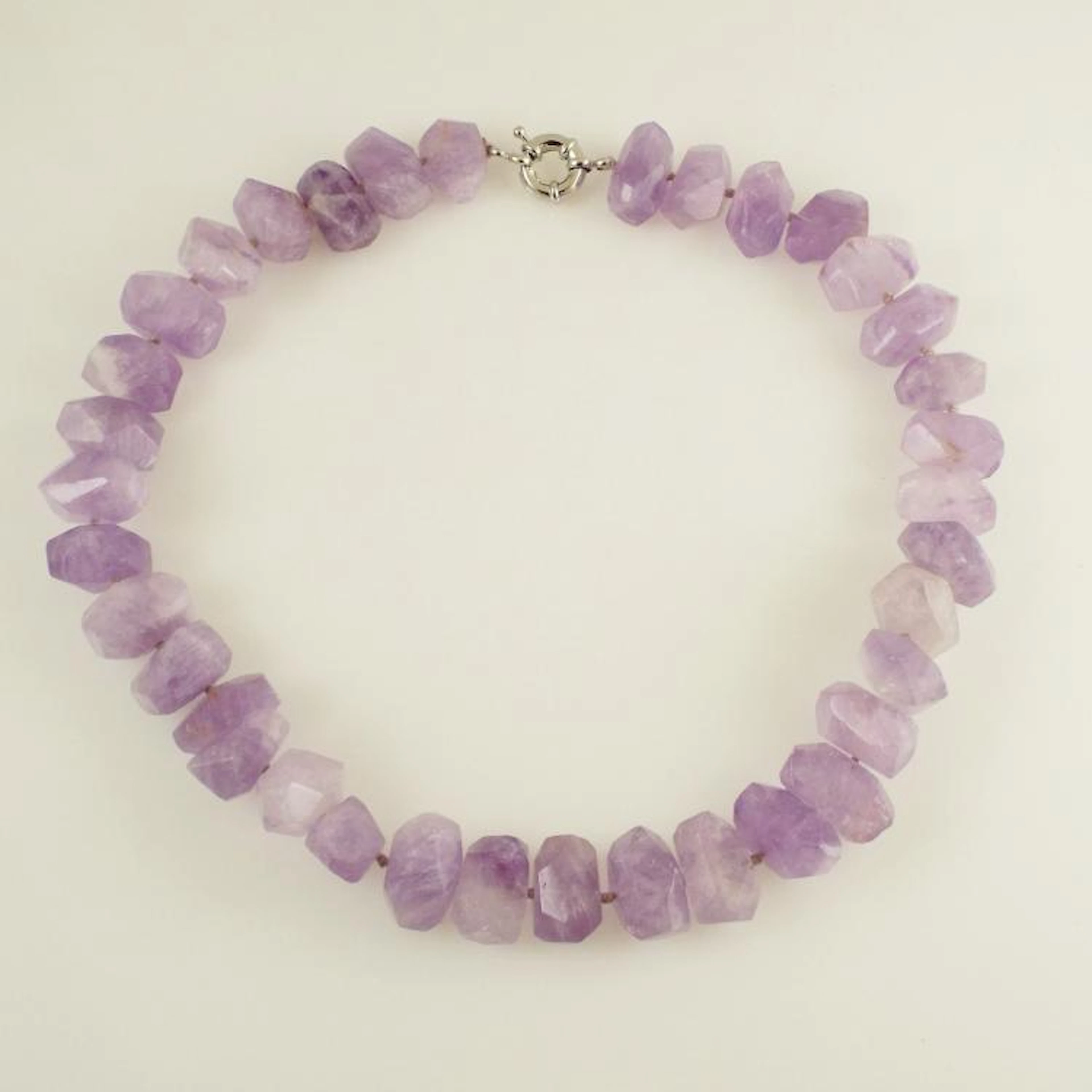 16-18mm Faceted 18" Amethyst Necklace w/Silver Clasp