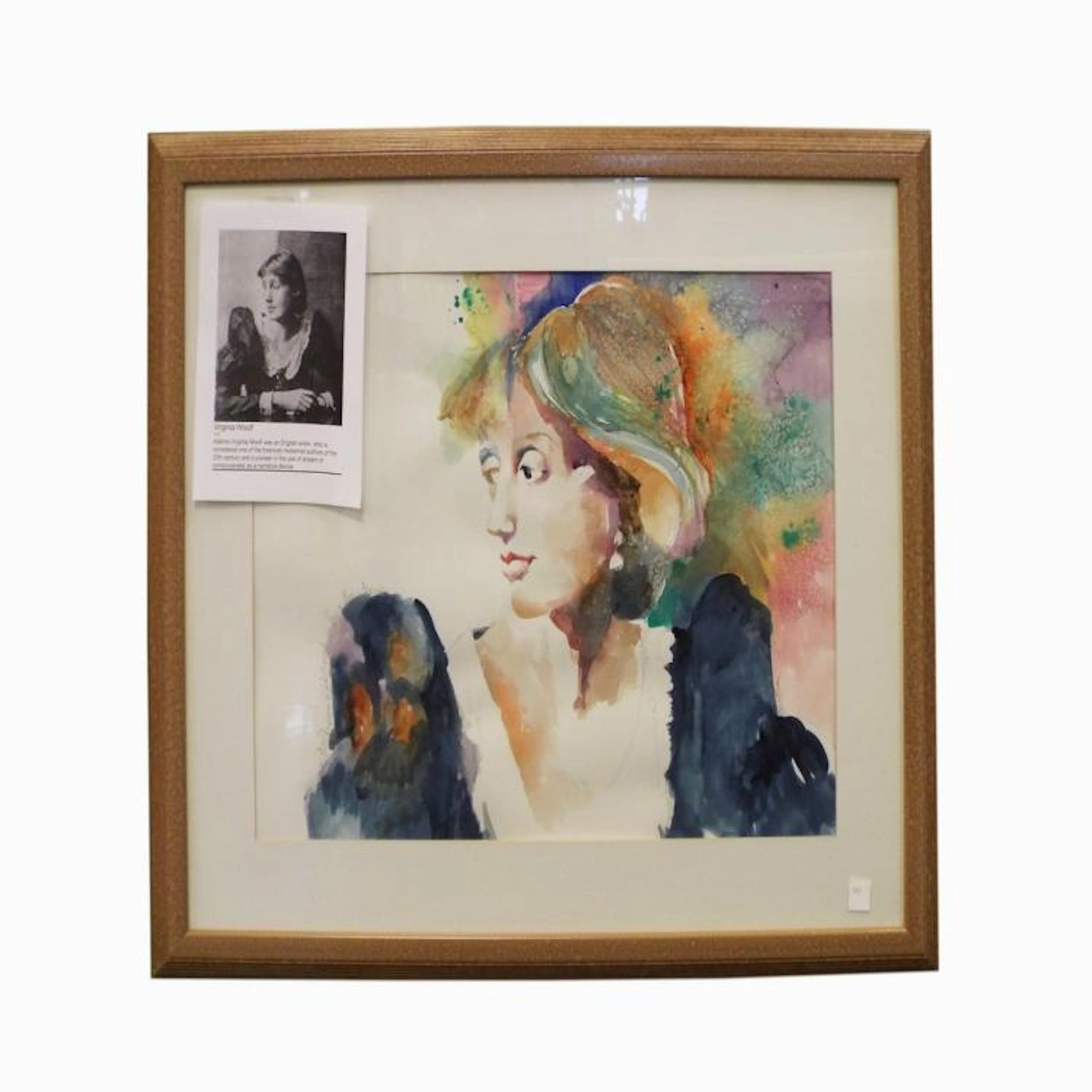 Original Watercolor of Virginia Woolf Wearing Her Mother's Dress - Signed