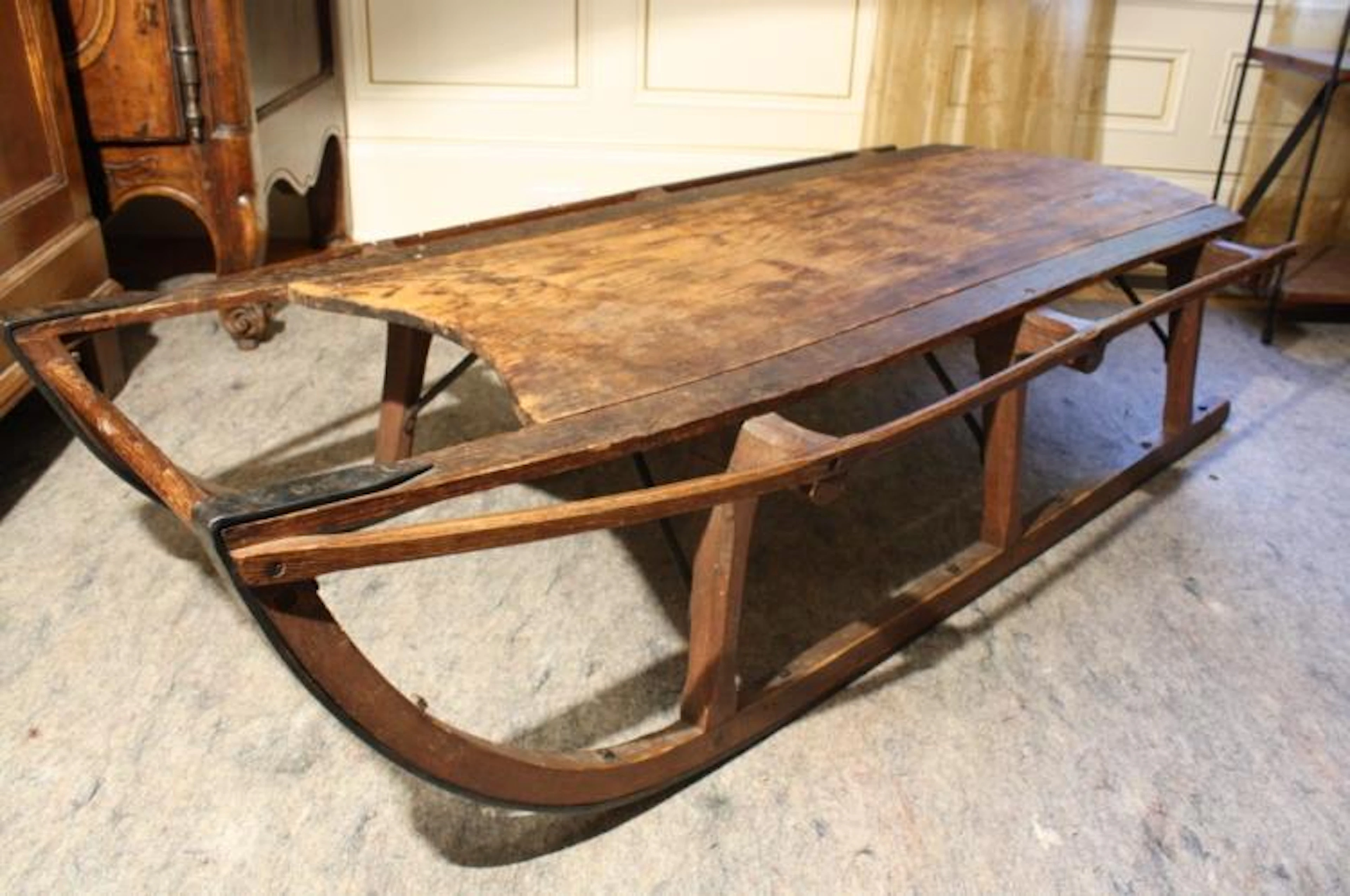 19C Antique Wood and Iron Sled