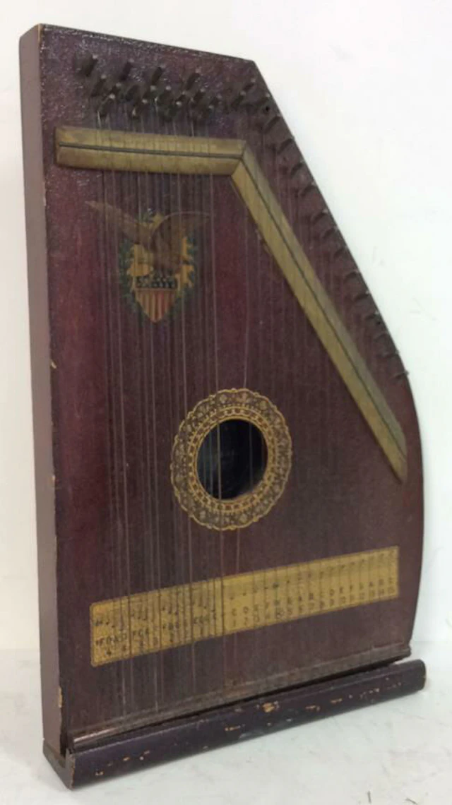 A. R Yendrick & Co Carved and Painted Mandolin Harp...