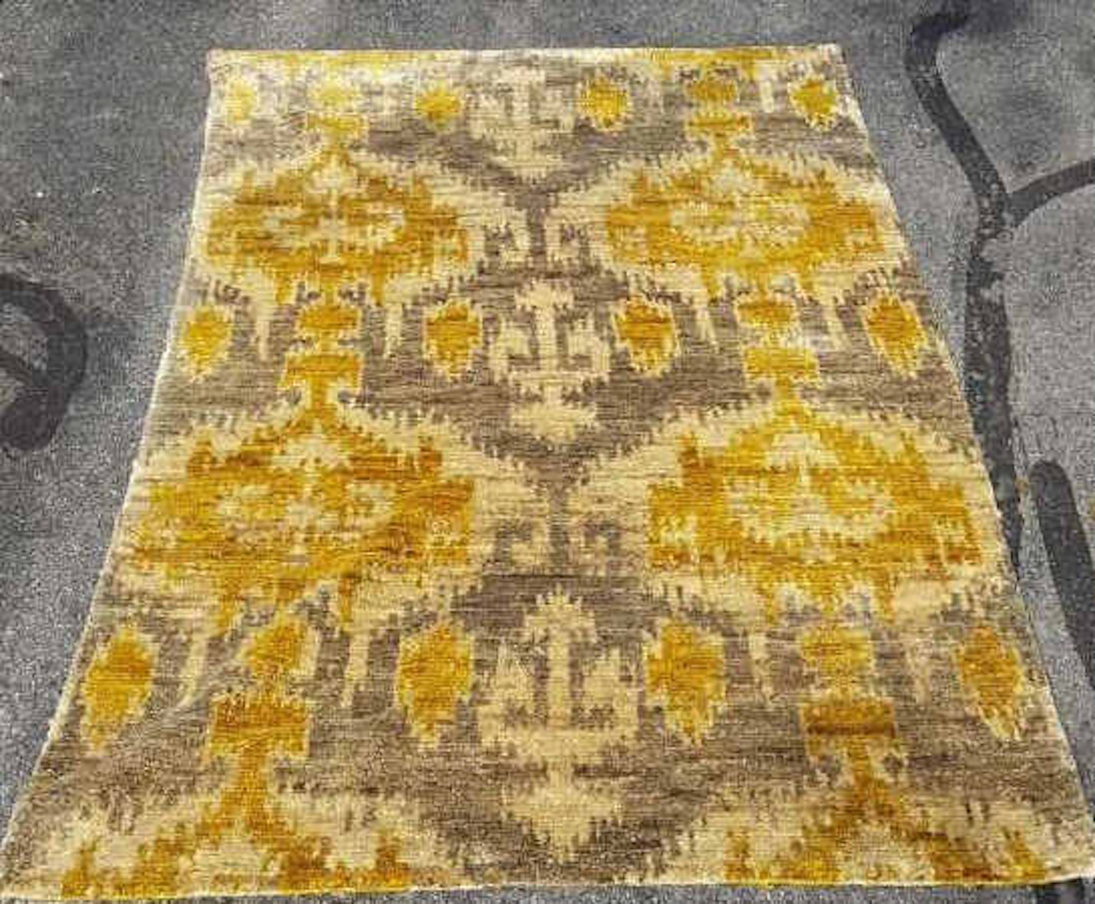 Ikat Gray Gold Wool Carpet from Country Willow