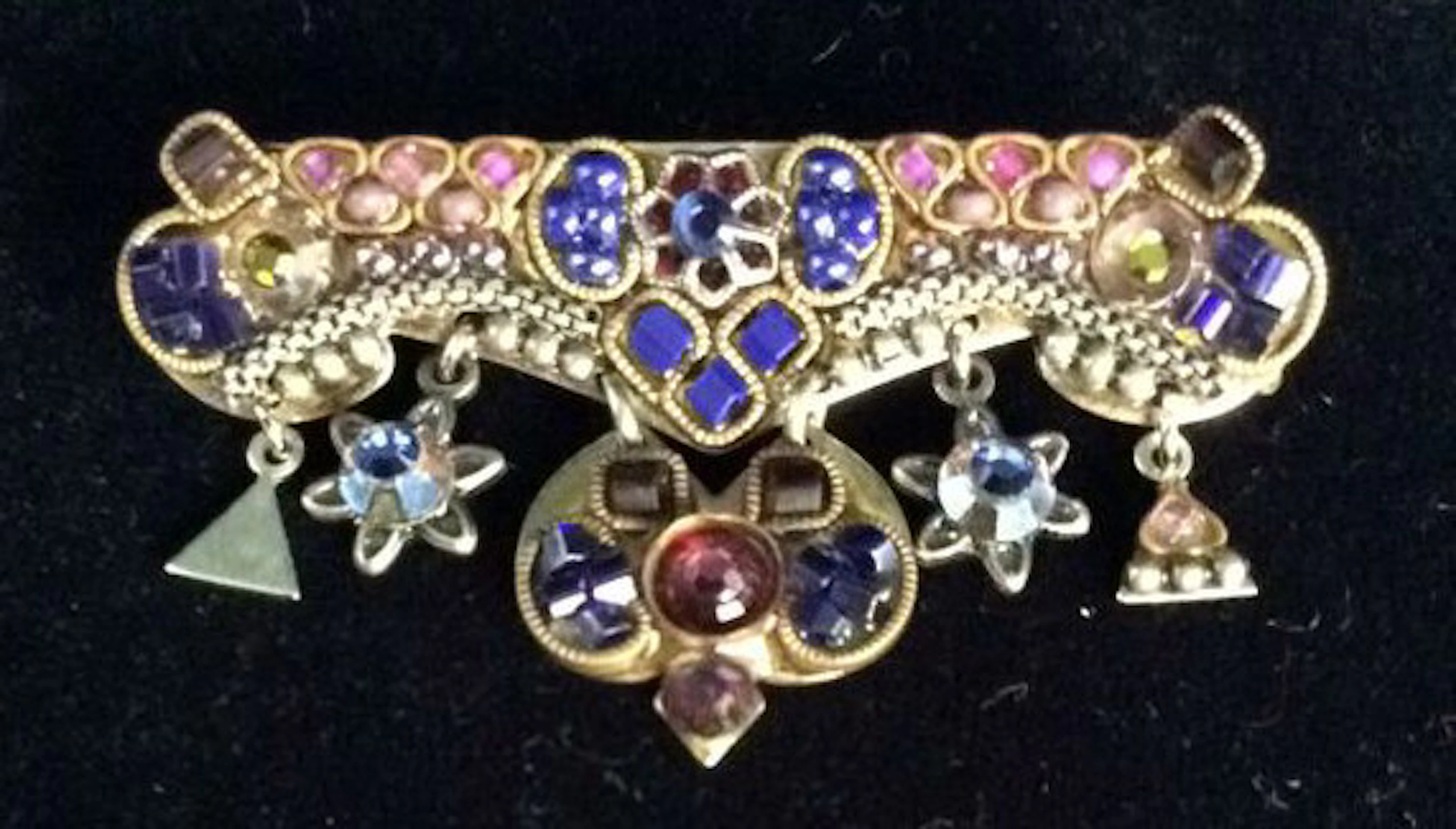 Signed Vintage Costume Jewelry Beaded Pin
