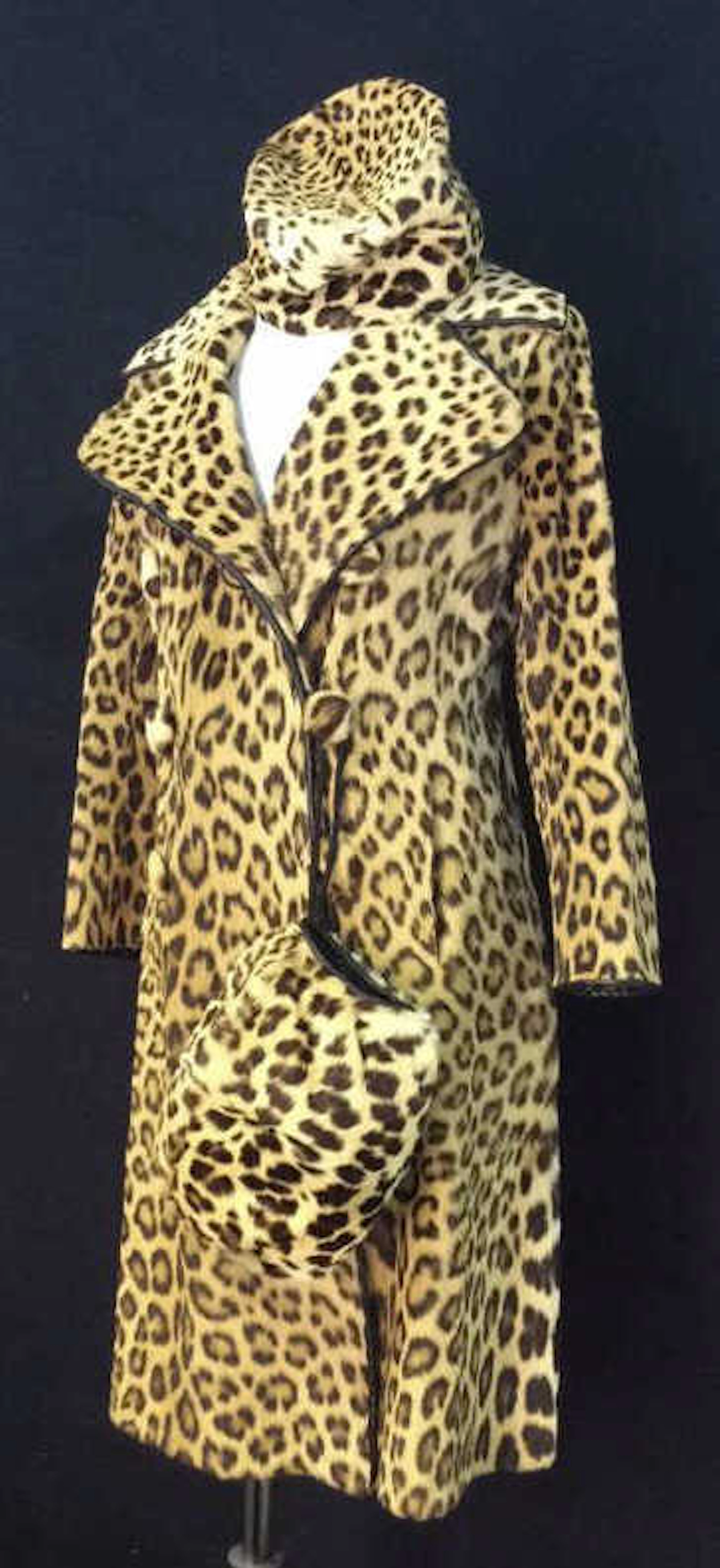 Vintage Couture Leopard Coat w Hat & Muffler