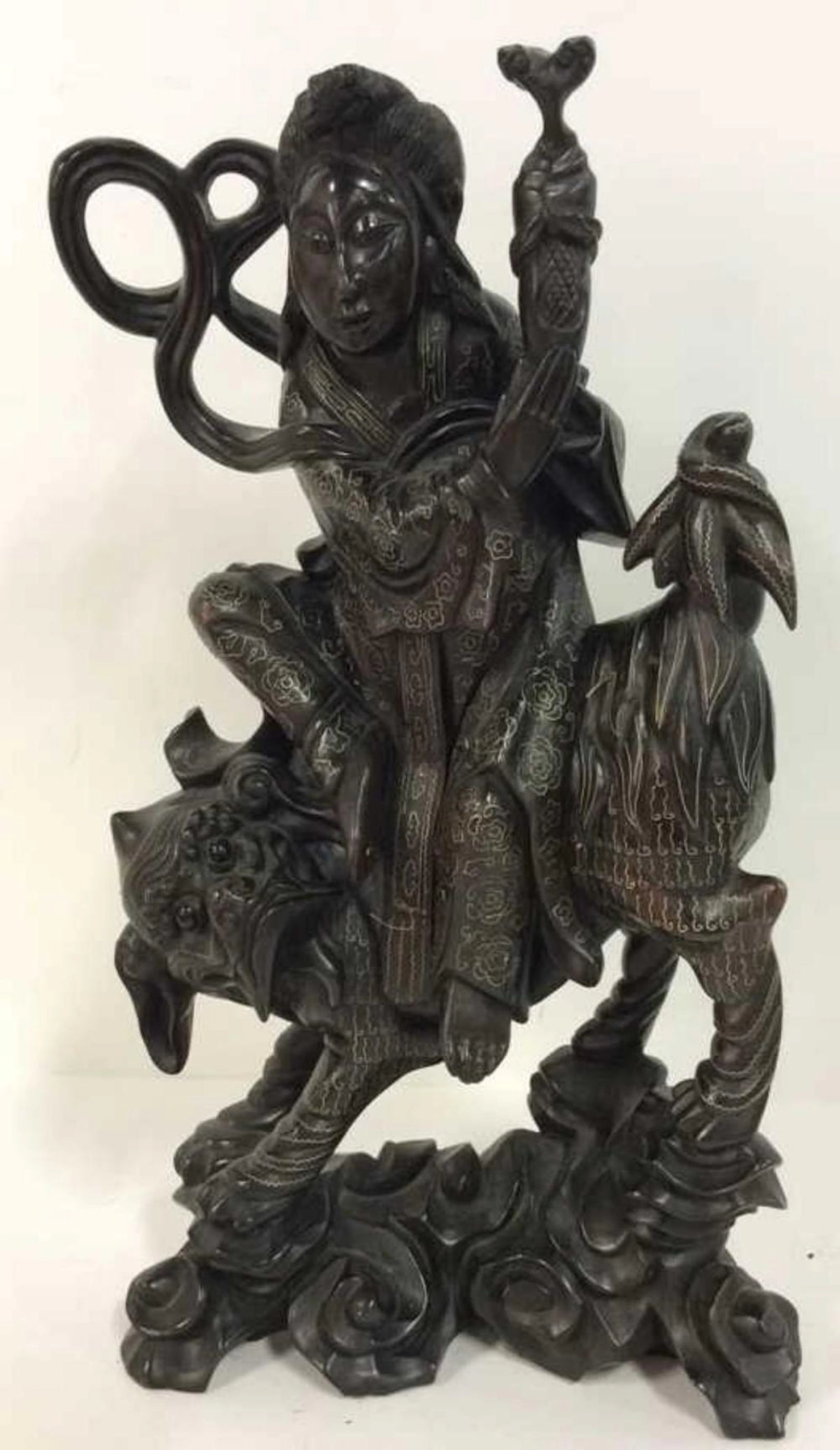 Oriental Sculpture W Wire Inlay Design