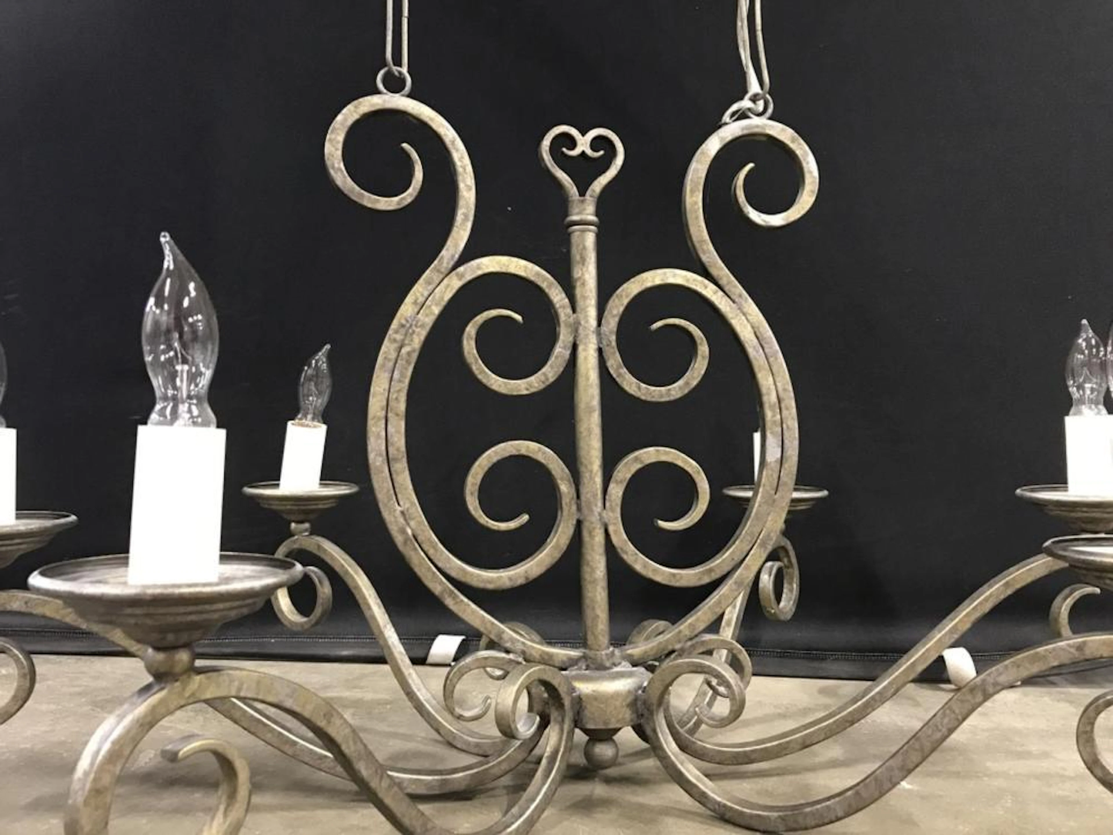 French Country Style 6 Arm Steel Chandelier