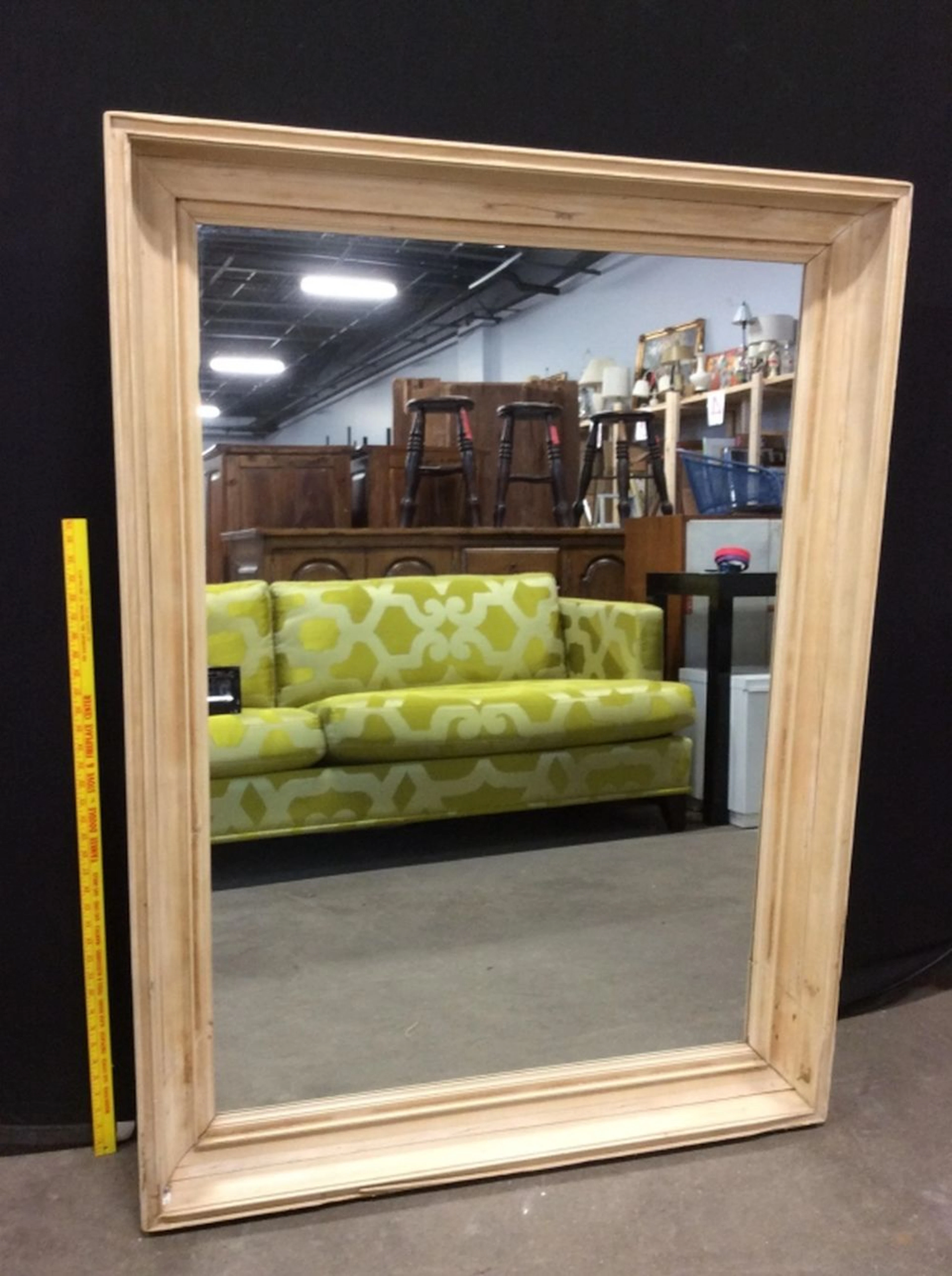 Oversized Mirror in Scrubbed Wood Frame