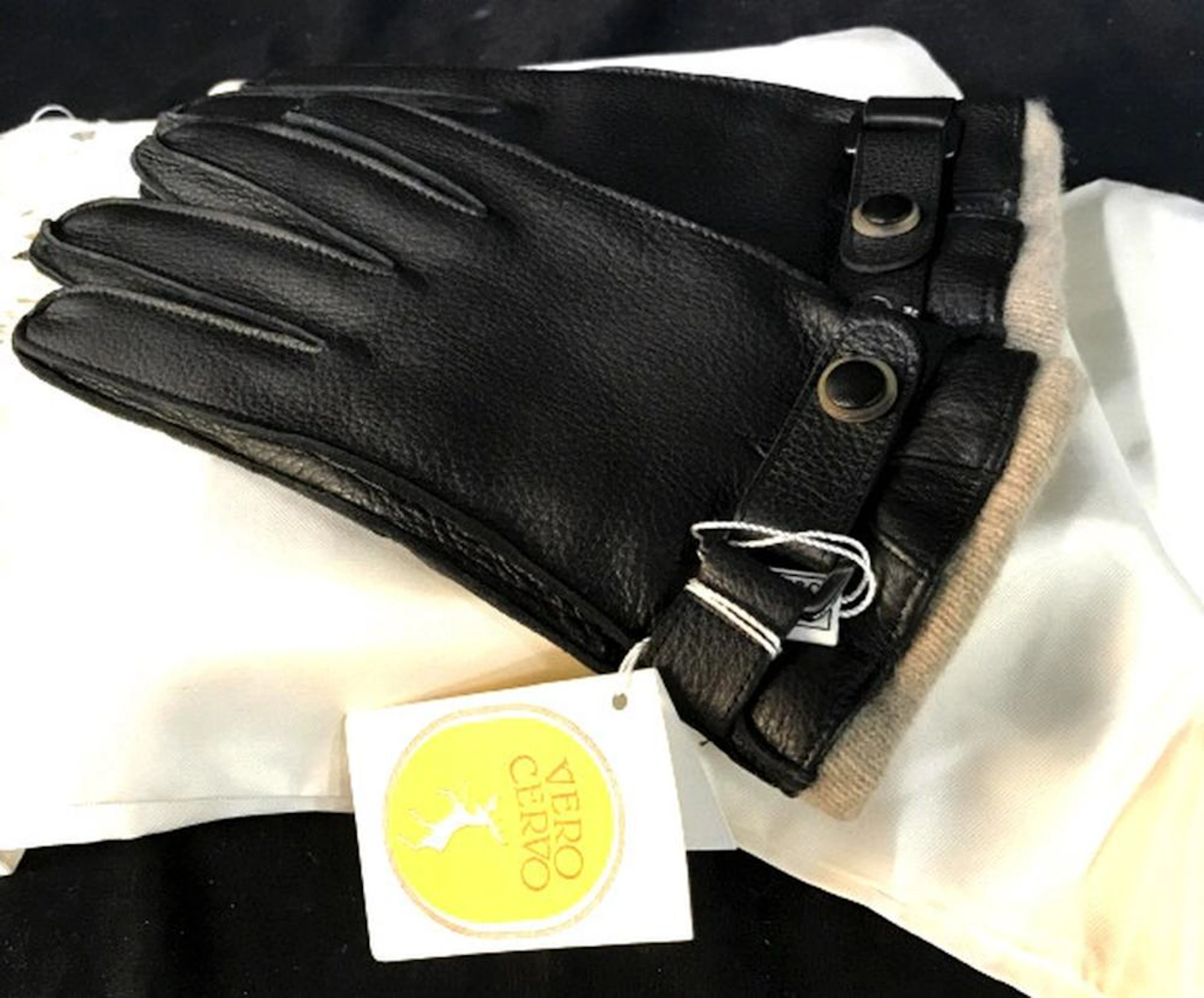 Men?s Italian Deer Leather Cashmere Lined Gloves
