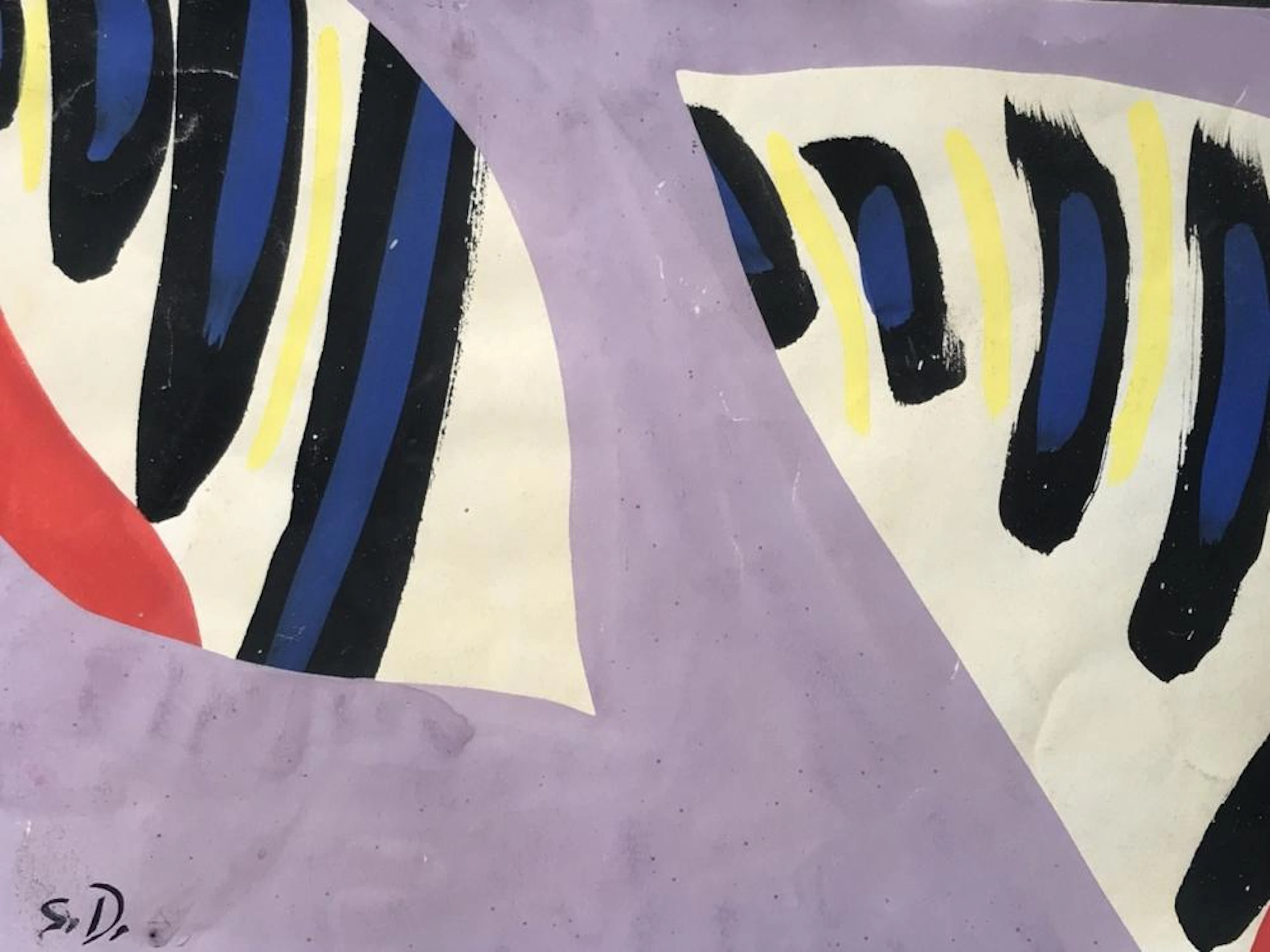 Initialed Painting, Attributed to SONIA DELAUNAY