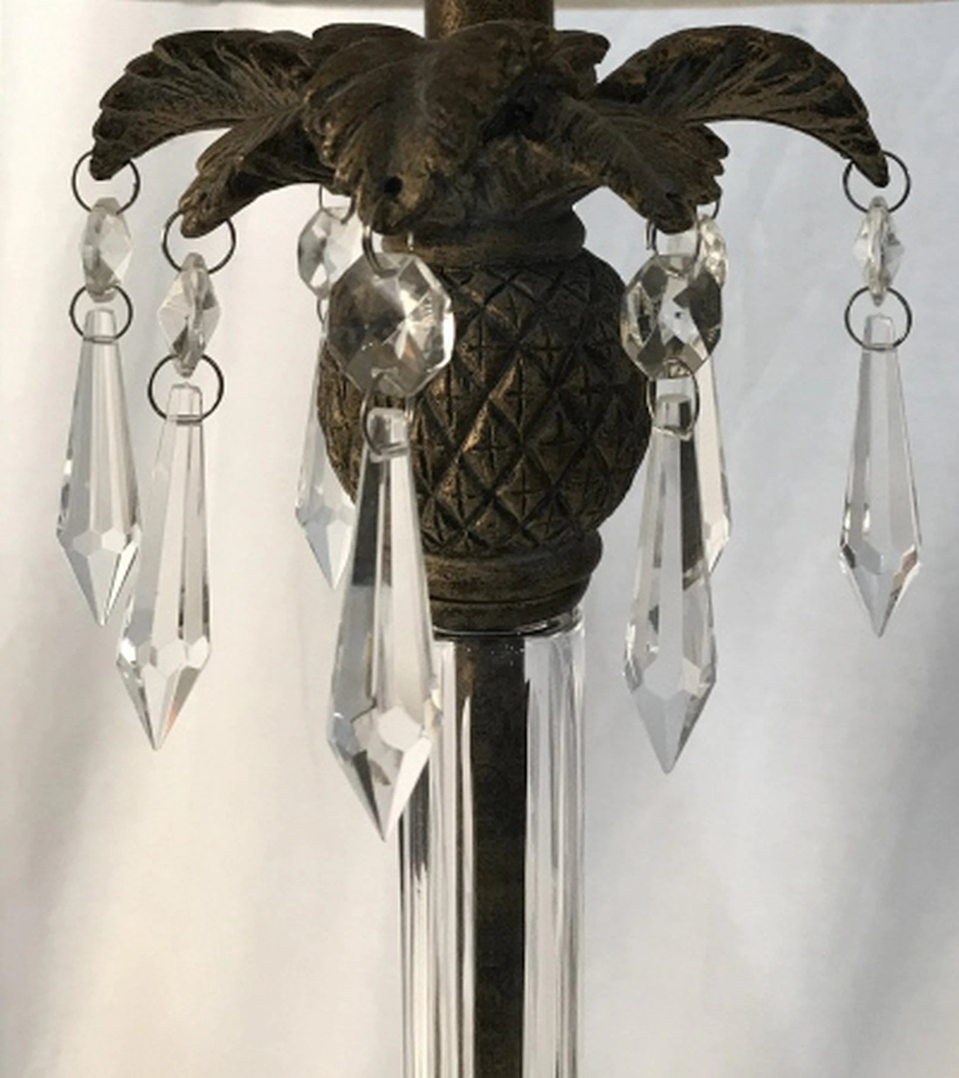 Pair - Pineapple Motif Lamps with Fabric Shades