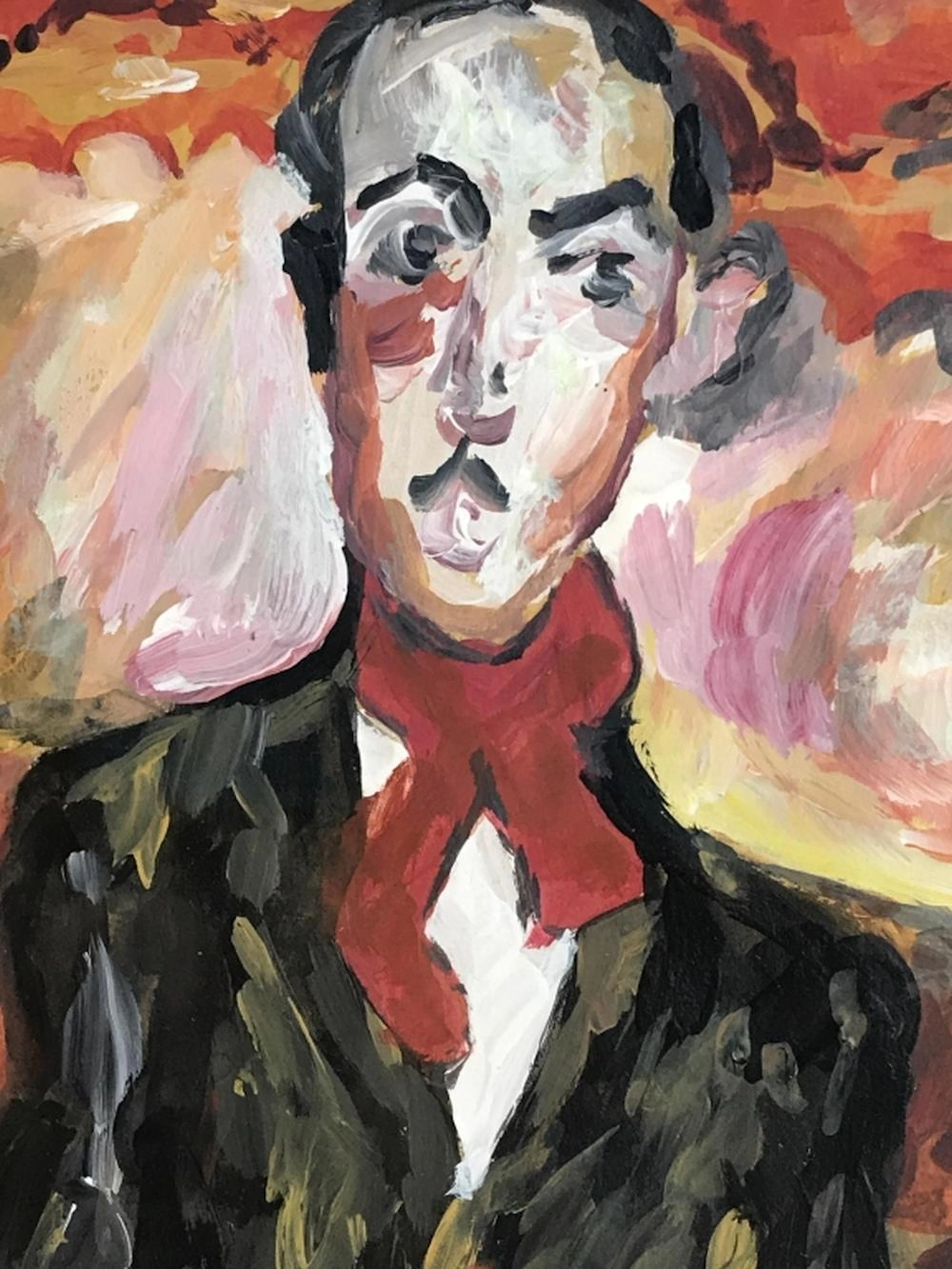 Signed SOUTINE Oil On Cardboard, Man?s Portrait