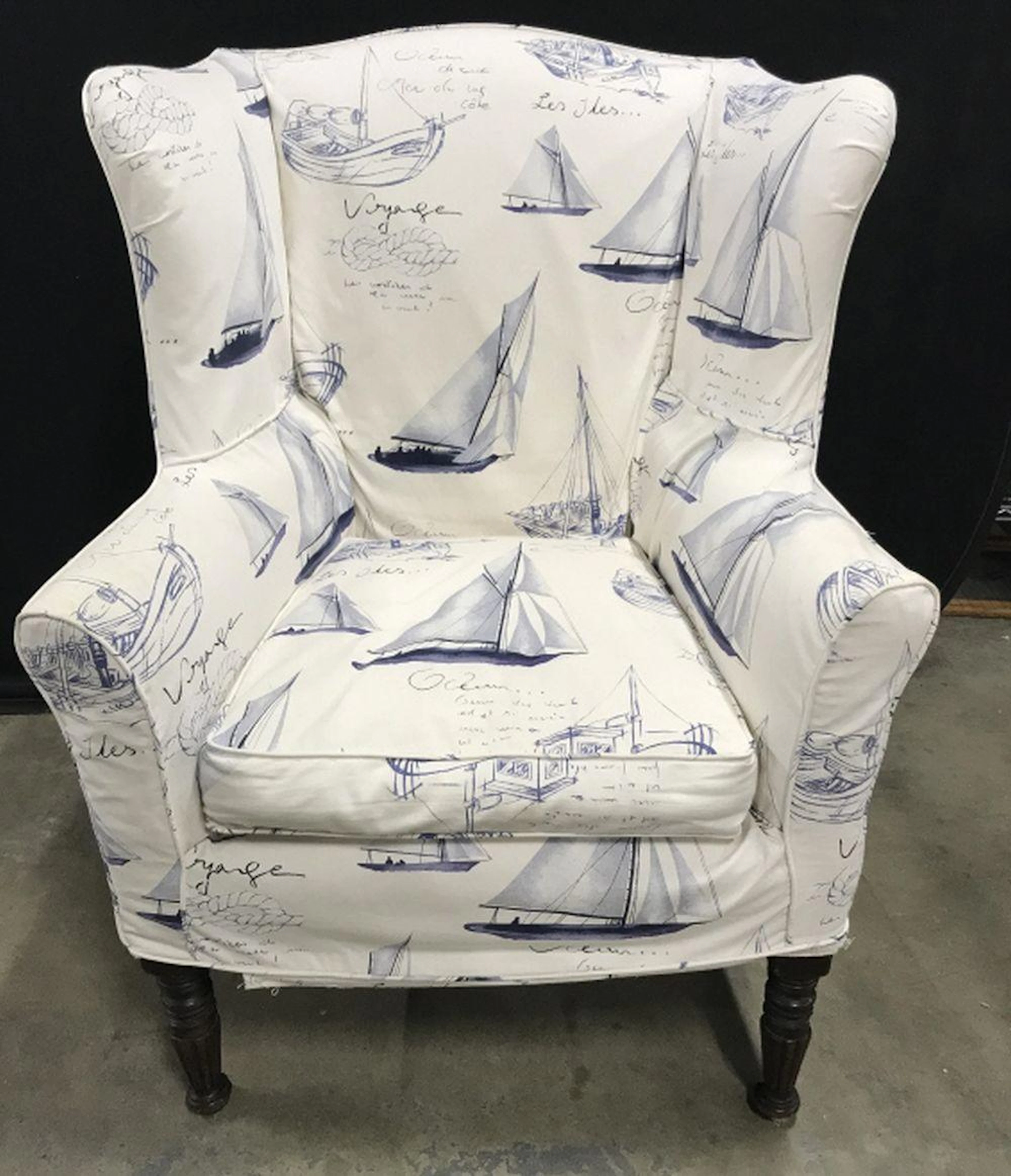 Vintage Nautical Themed Wingback Chair