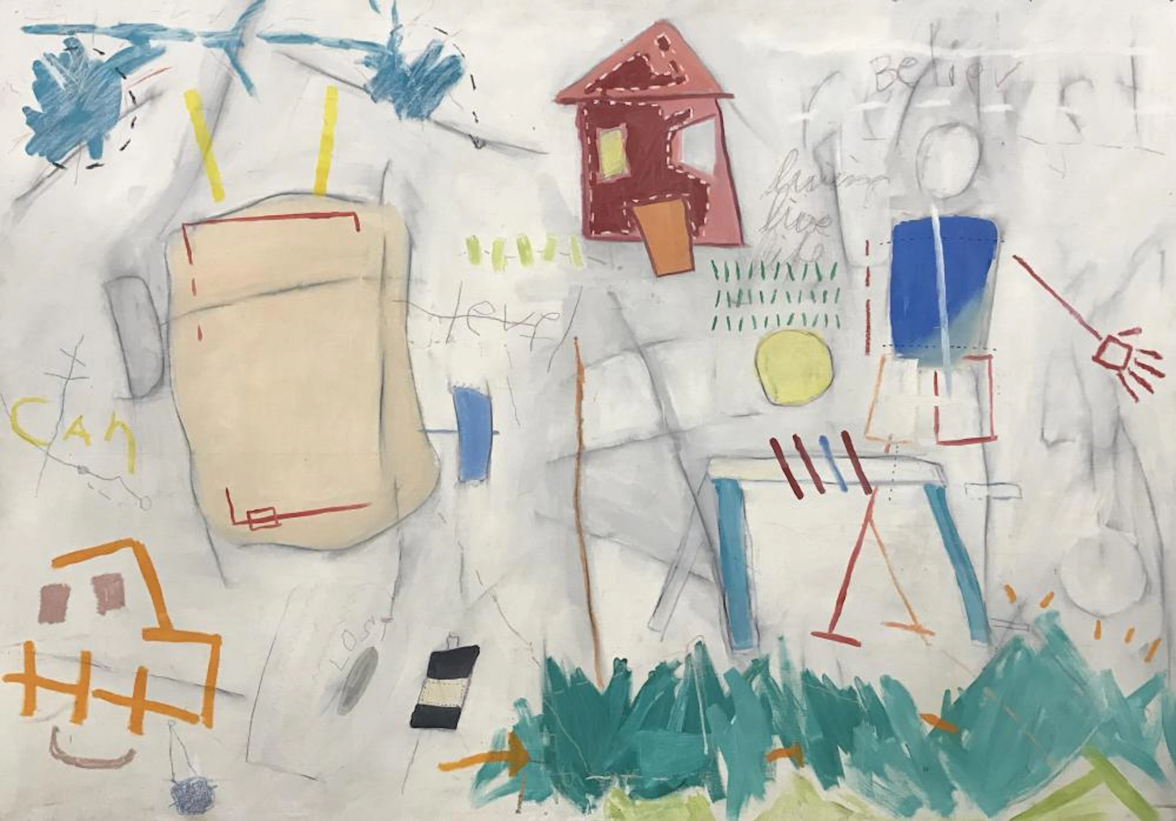 Oversized Mixed Media Painting, signed Peter Pryn