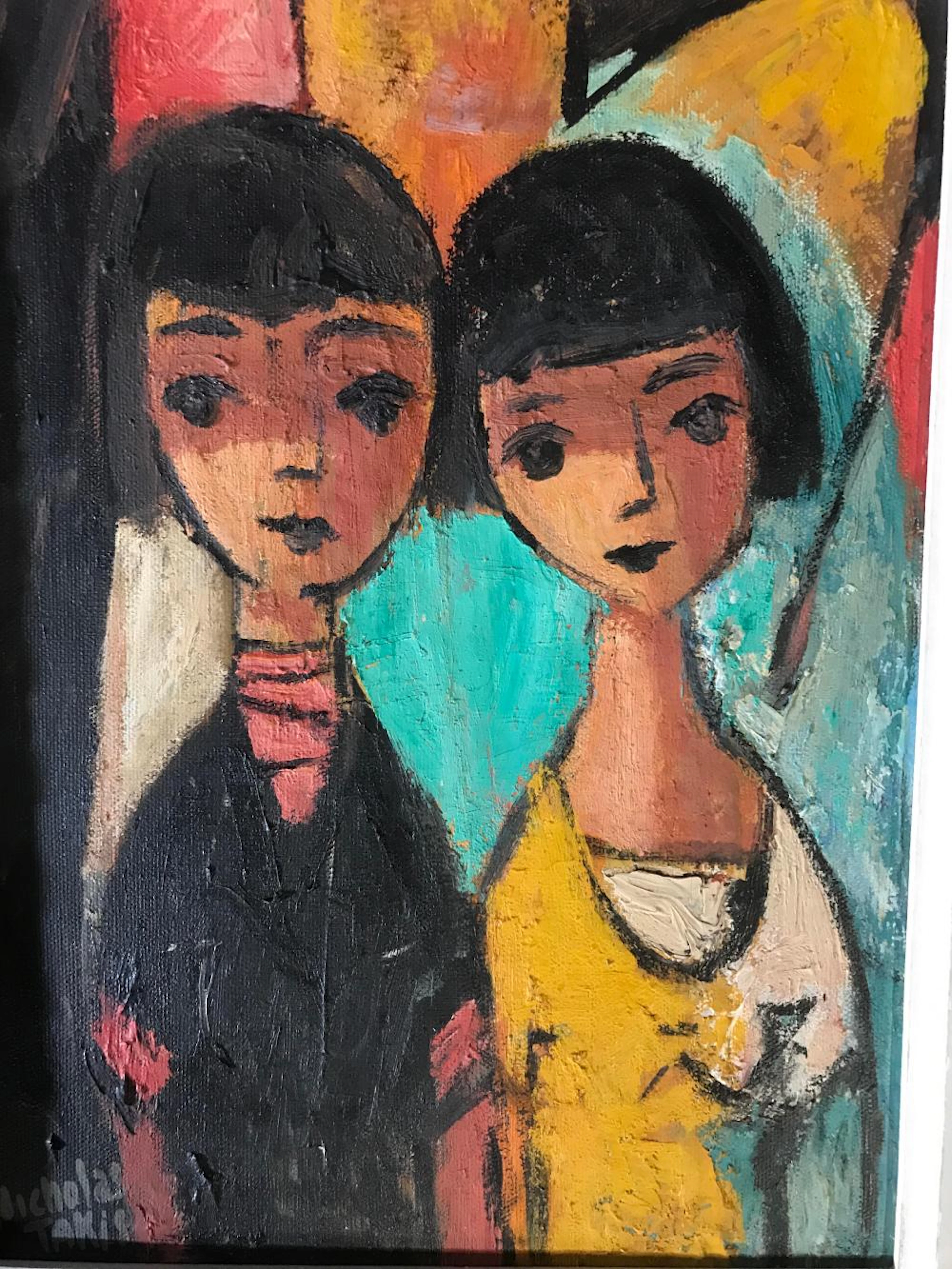 Nicholas Takis Gouache on Canvas Artwork