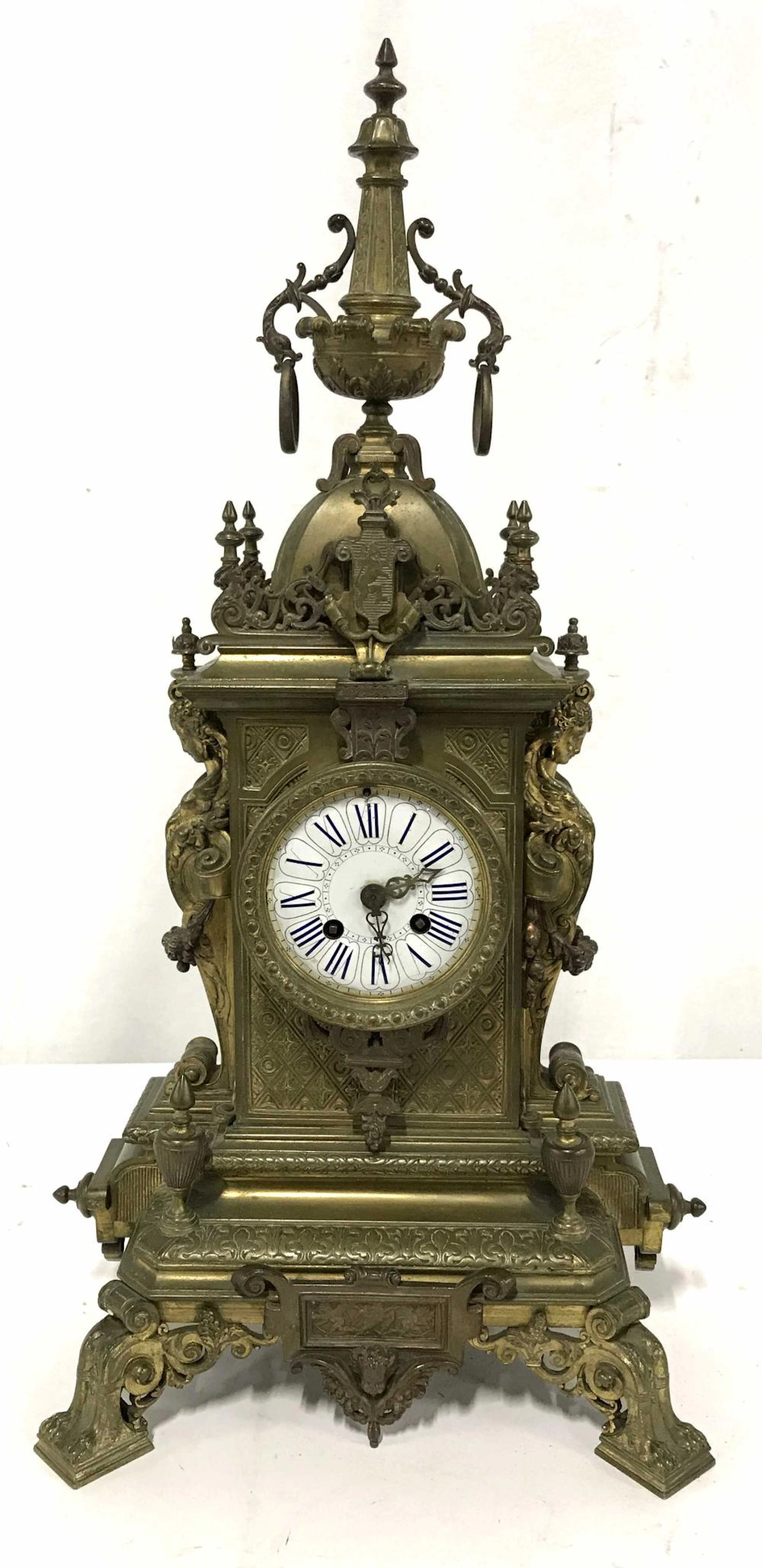 Antique Gilded Bronze Clock c.19th Century